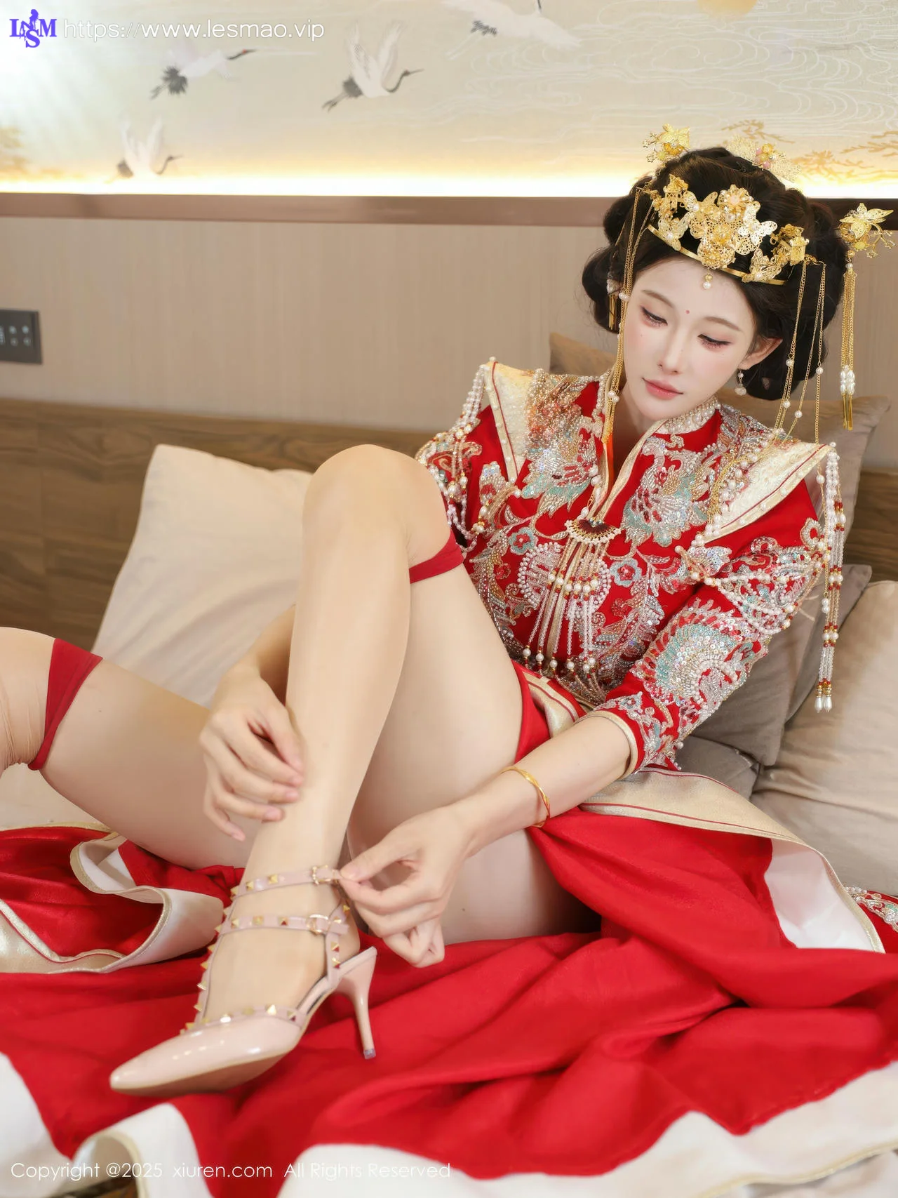 XiuRen 秀人 No.10742 梨霜儿 红色新娘服饰 - 63