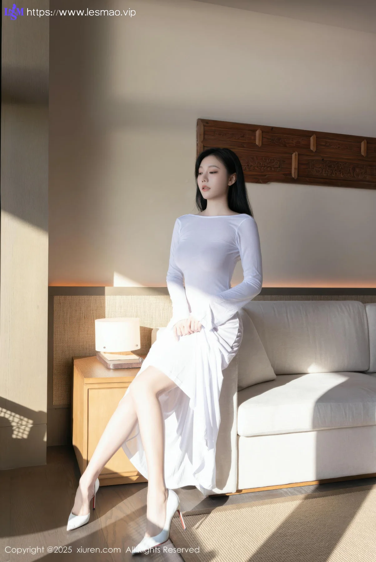 XiuRen 秀人 No.10747 安然anran 白色连衣裙诱人肉色丝袜 - 30