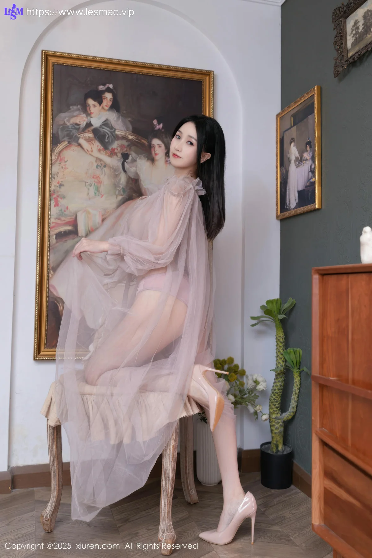 XiuRen 秀人 No.10752 杏子Yada 性感轻透粉纱 - 3