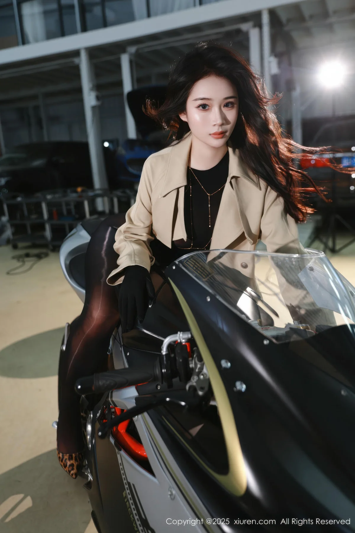XiuRen 秀人 No.10788 南乔 杏色风衣连体丝袜 - 13