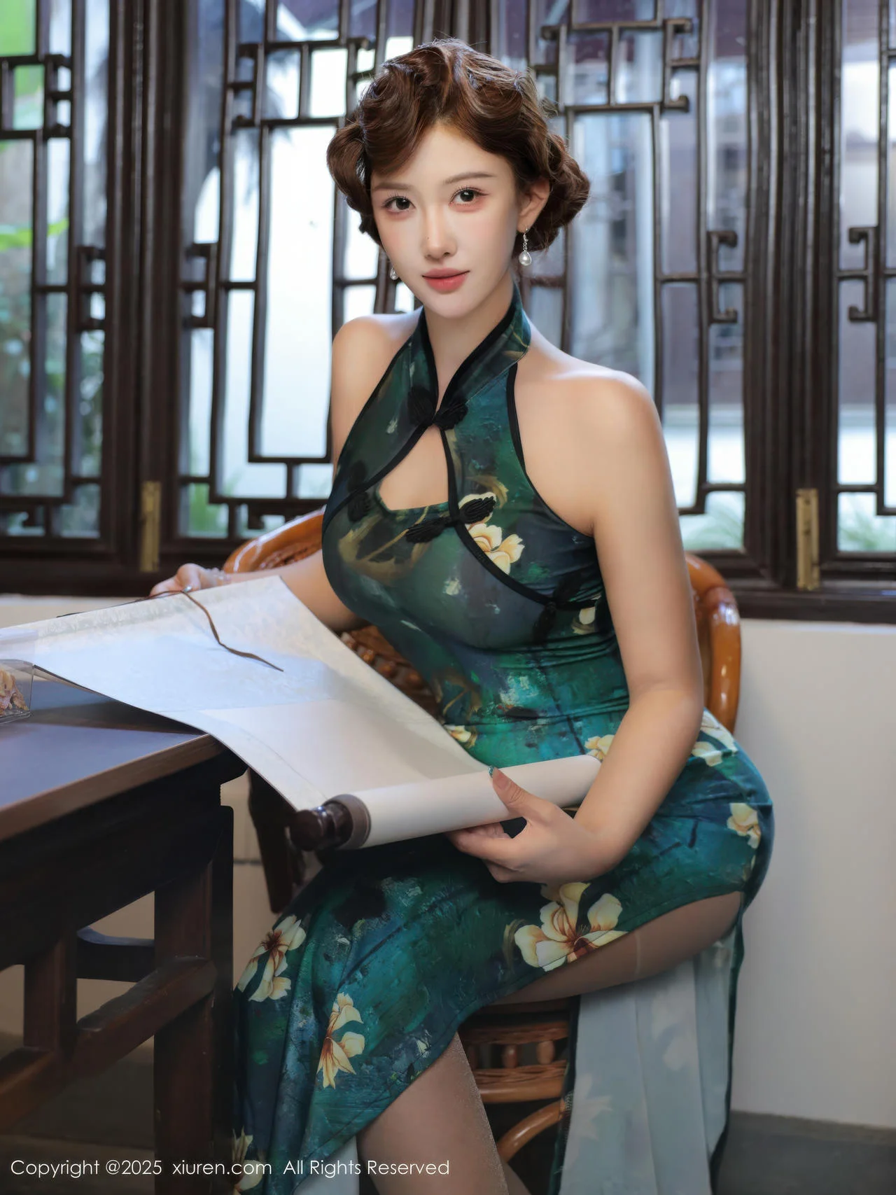 XiuRen 秀人 No.10815 金允希Yuki 绿色旗袍肉丝 - 17