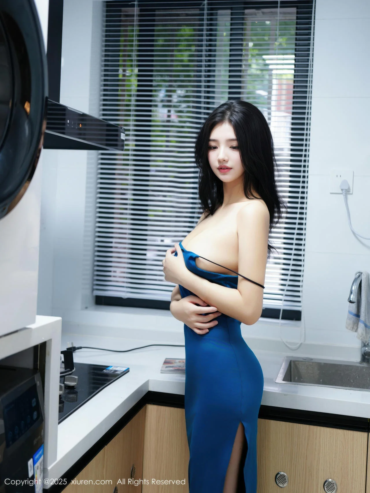 XiuRen 秀人 No.10839 林悦溪儿首套写真蓝色吊带 - 58