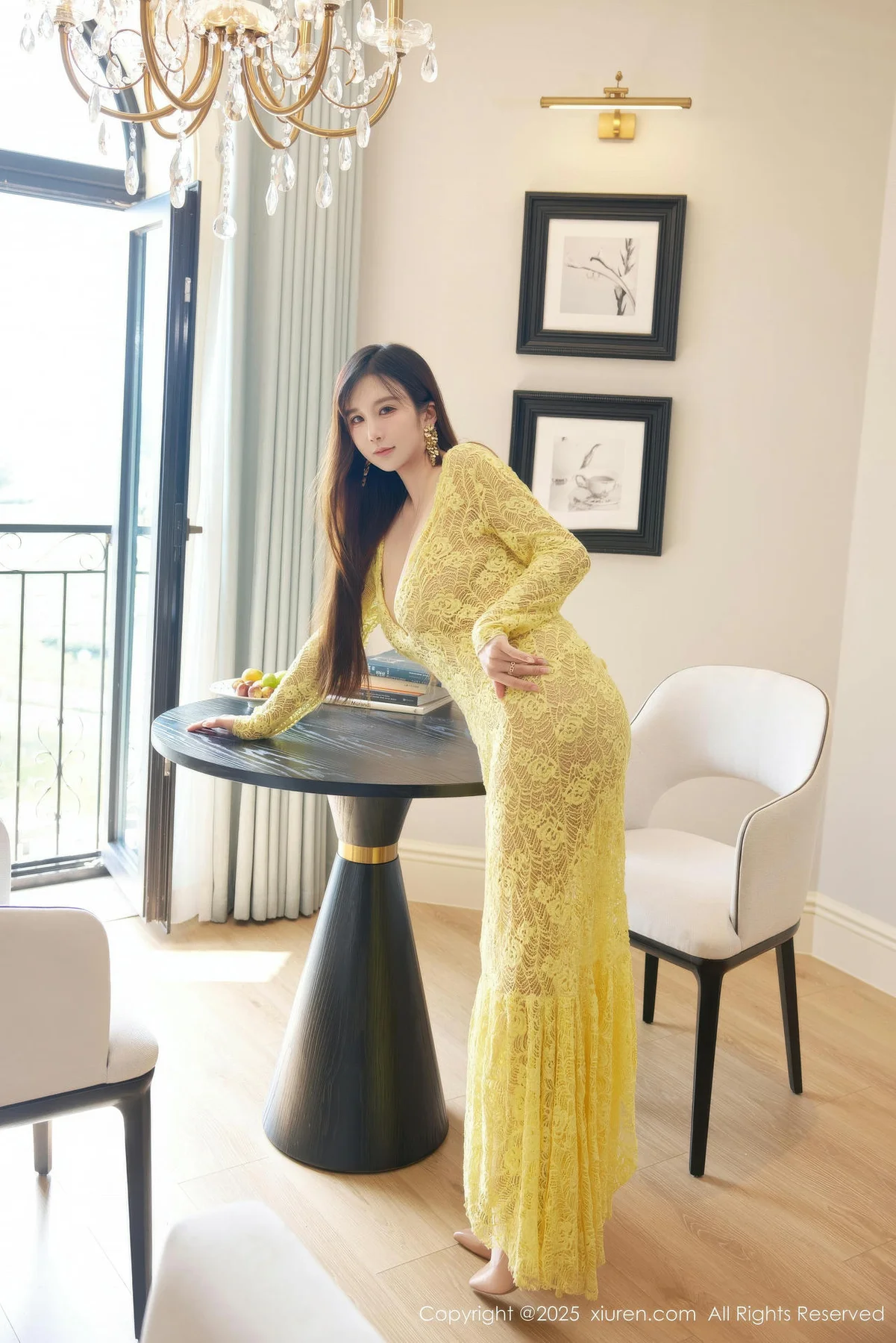 XiuRen 秀人 No.10909 小肉肉咪 巨乳黄色复古蕾丝连衣裙 - 13