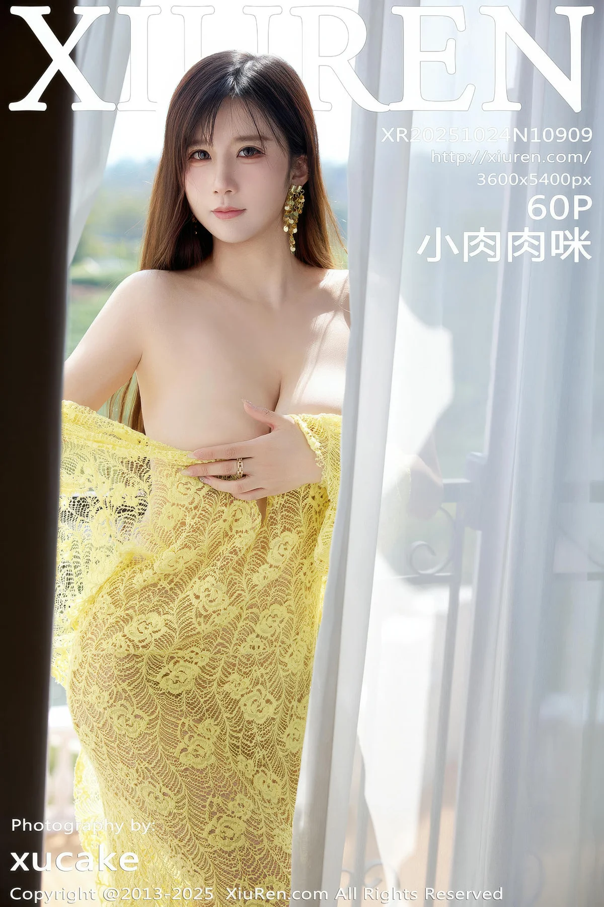 XiuRen 秀人 No.10909 小肉肉咪 巨乳黄色复古蕾丝连衣裙 - 61