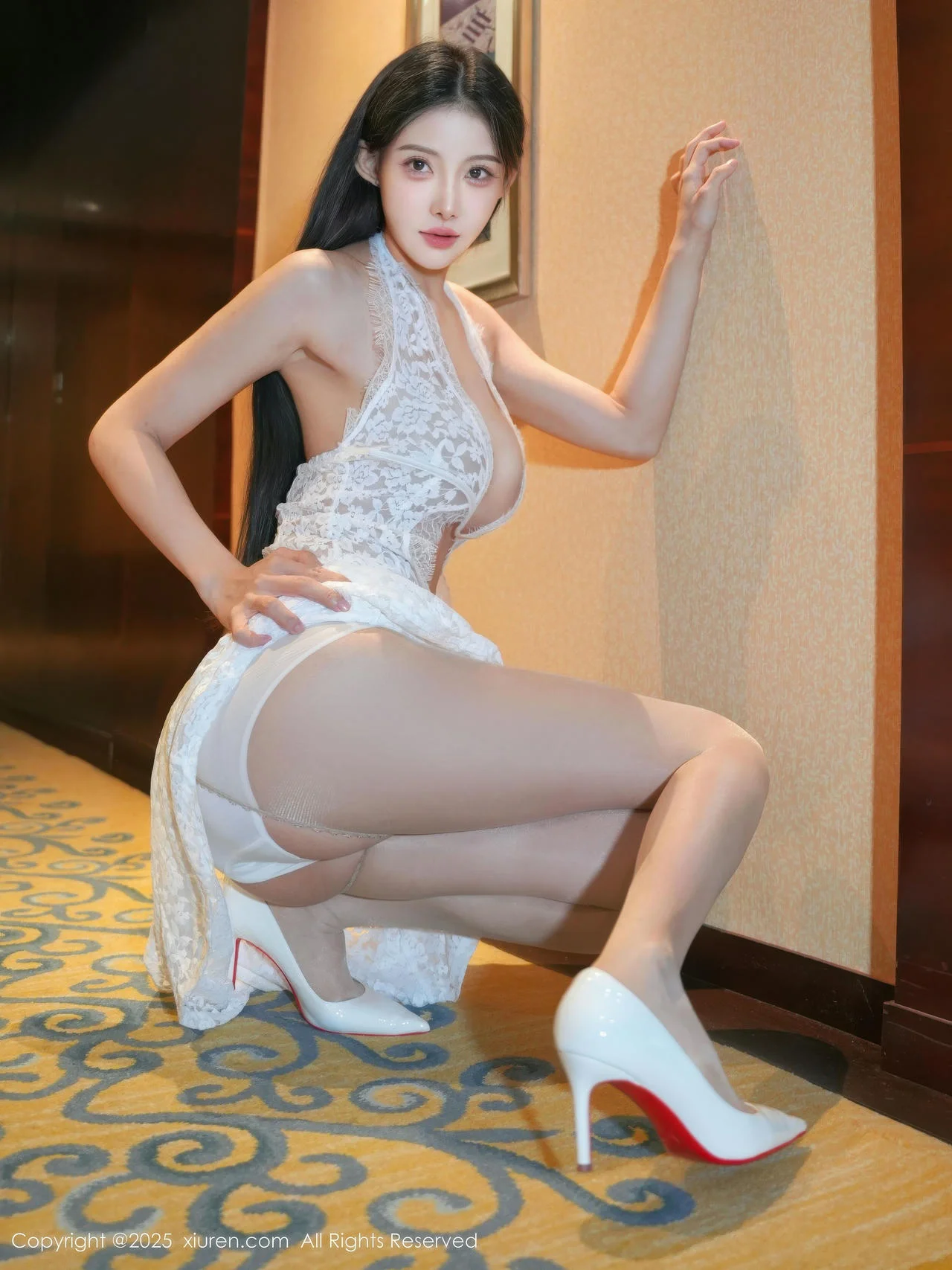 XiuRen 秀人 No.10915 梨霜儿 白色蕾丝长裙 - 26
