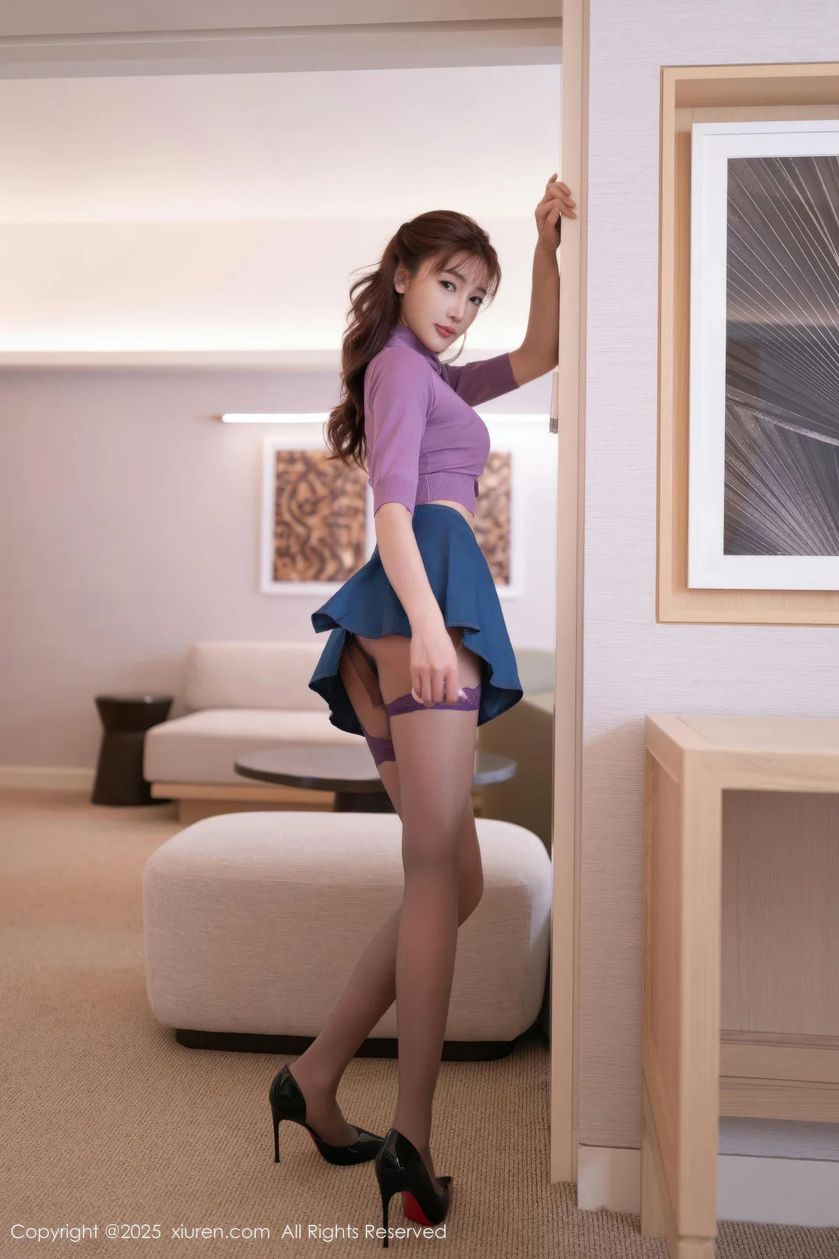 XiuRen 秀人 No.10958 陆萱萱 紫色内衣柔美身姿 - 2
