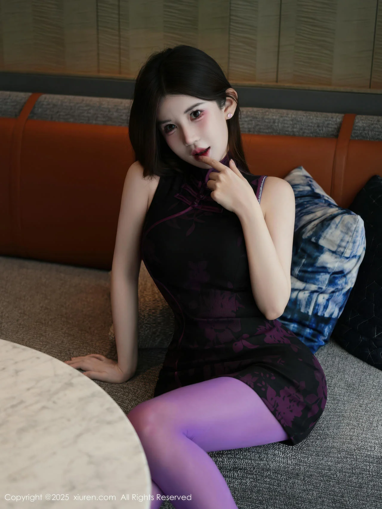 XiuRen 秀人 No.10971 苏甜橙子 紫色旗袍凹凸有致 - 4