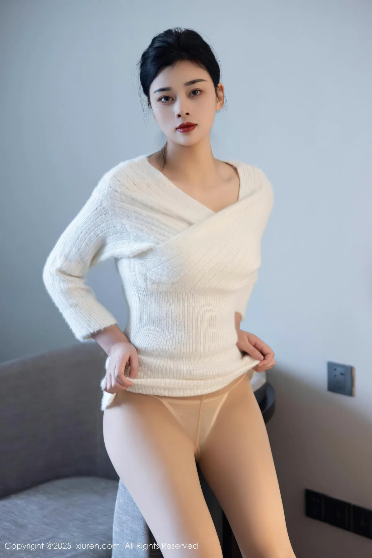 XiuRen 秀人 No.10986 徐清妍 白色毛衣肉色丝袜 - 26