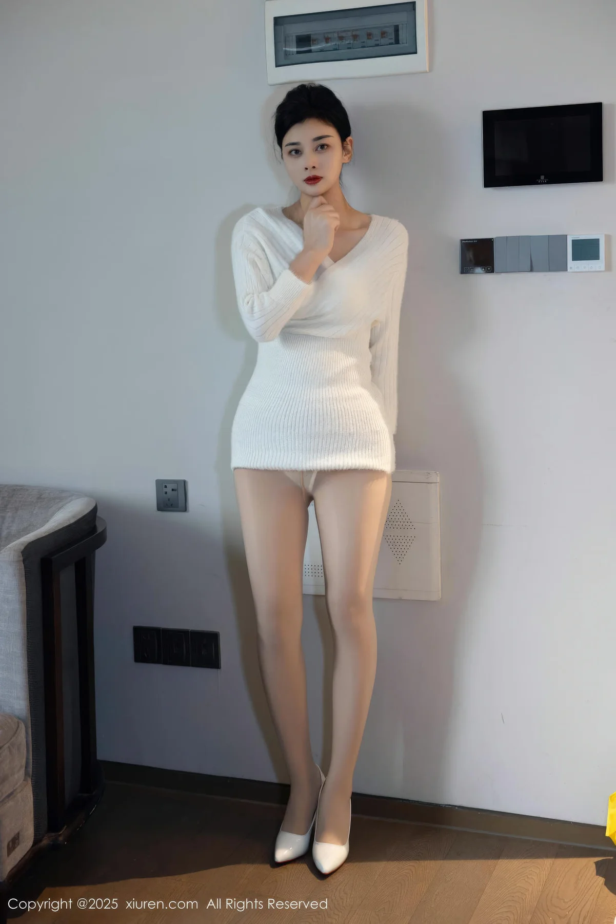 XiuRen 秀人 No.10986 徐清妍 白色毛衣肉色丝袜 - 38