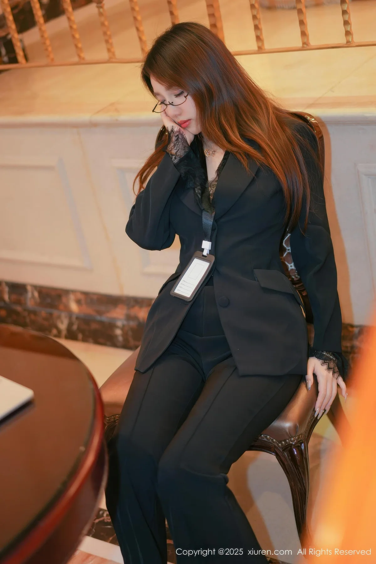 XiuRen 秀人 No.11007 Twins夭夭 豹纹内衣黑色西服 - 13