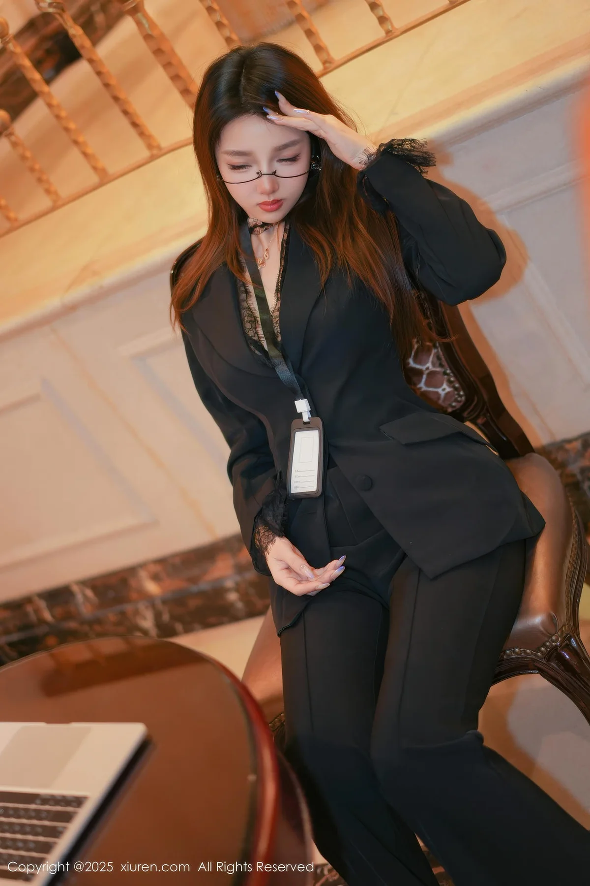 XiuRen 秀人 No.11007 Twins夭夭 豹纹内衣黑色西服 - 14