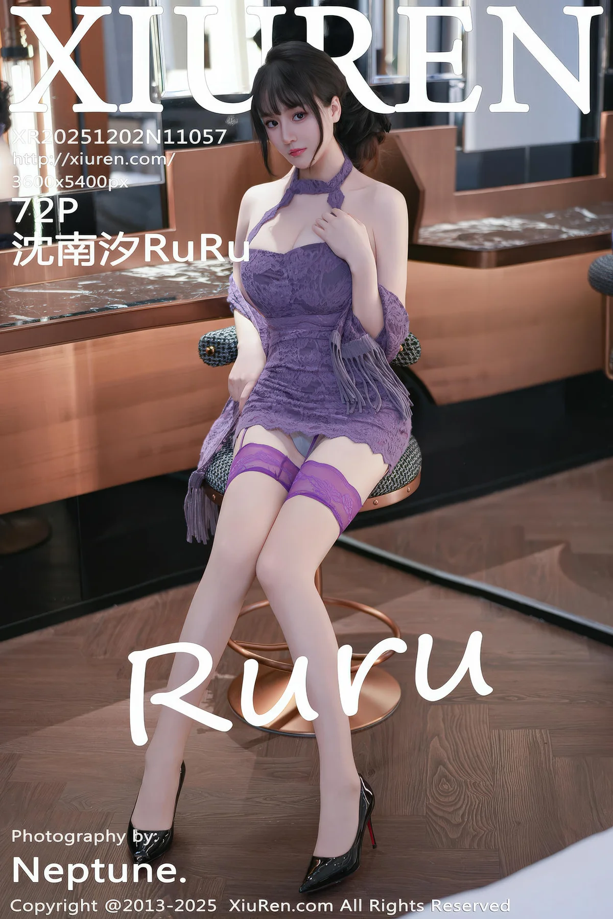 XiuRen 秀人 No.11057 沈南汐RuRu 紫色连衣短裙吊袜黑丝 - 73
