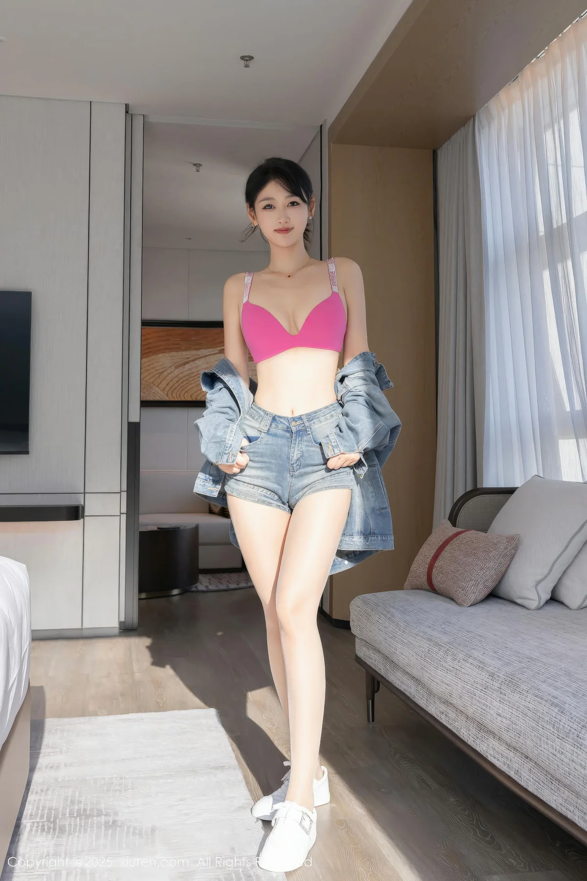 XiuRen 秀人 No.11083 唐安琪 牛仔套装魅惑黑丝 - 16