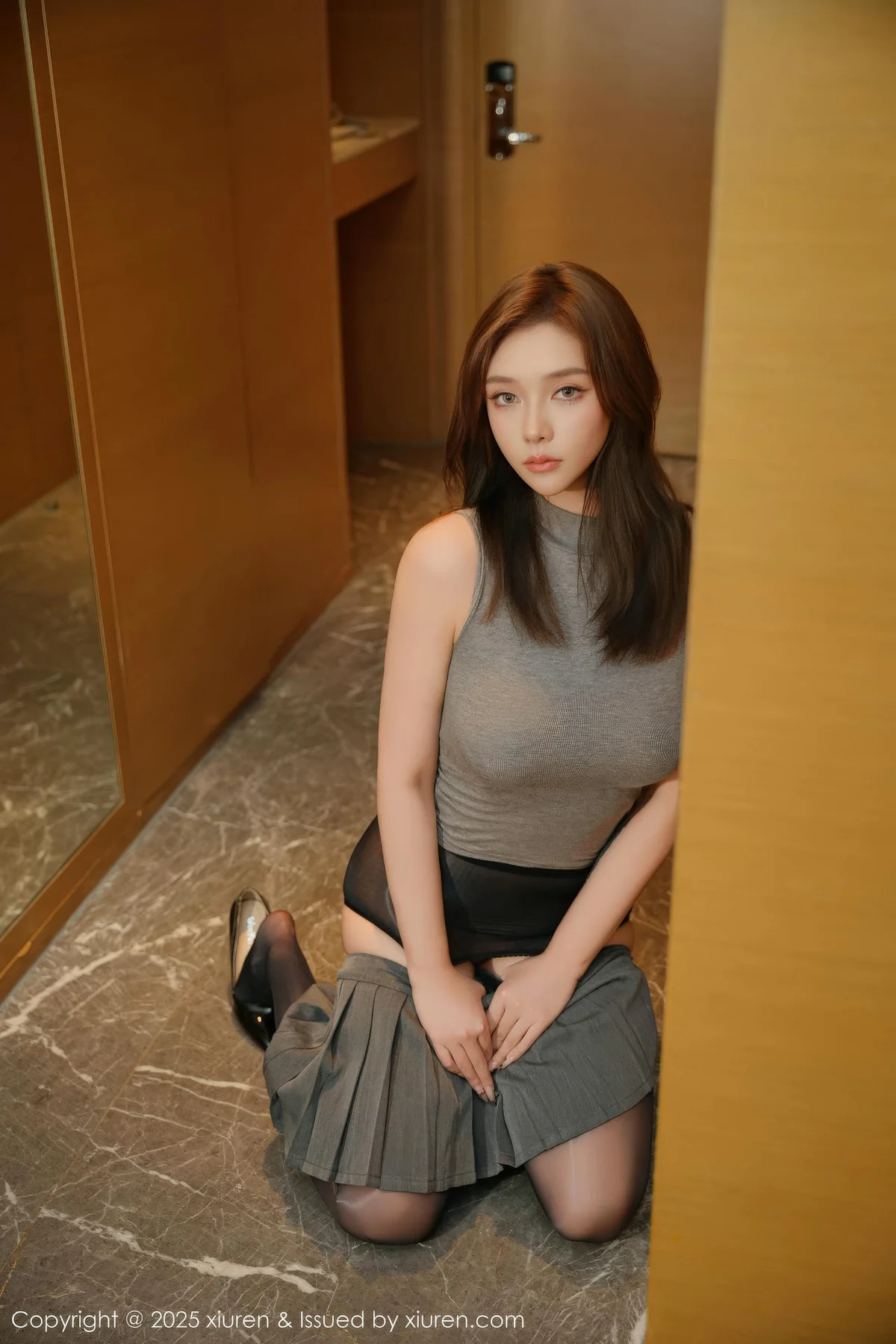 XiuRen 秀人 No.11118 娜比 灰色镂空服饰吊袜黑丝 - 20
