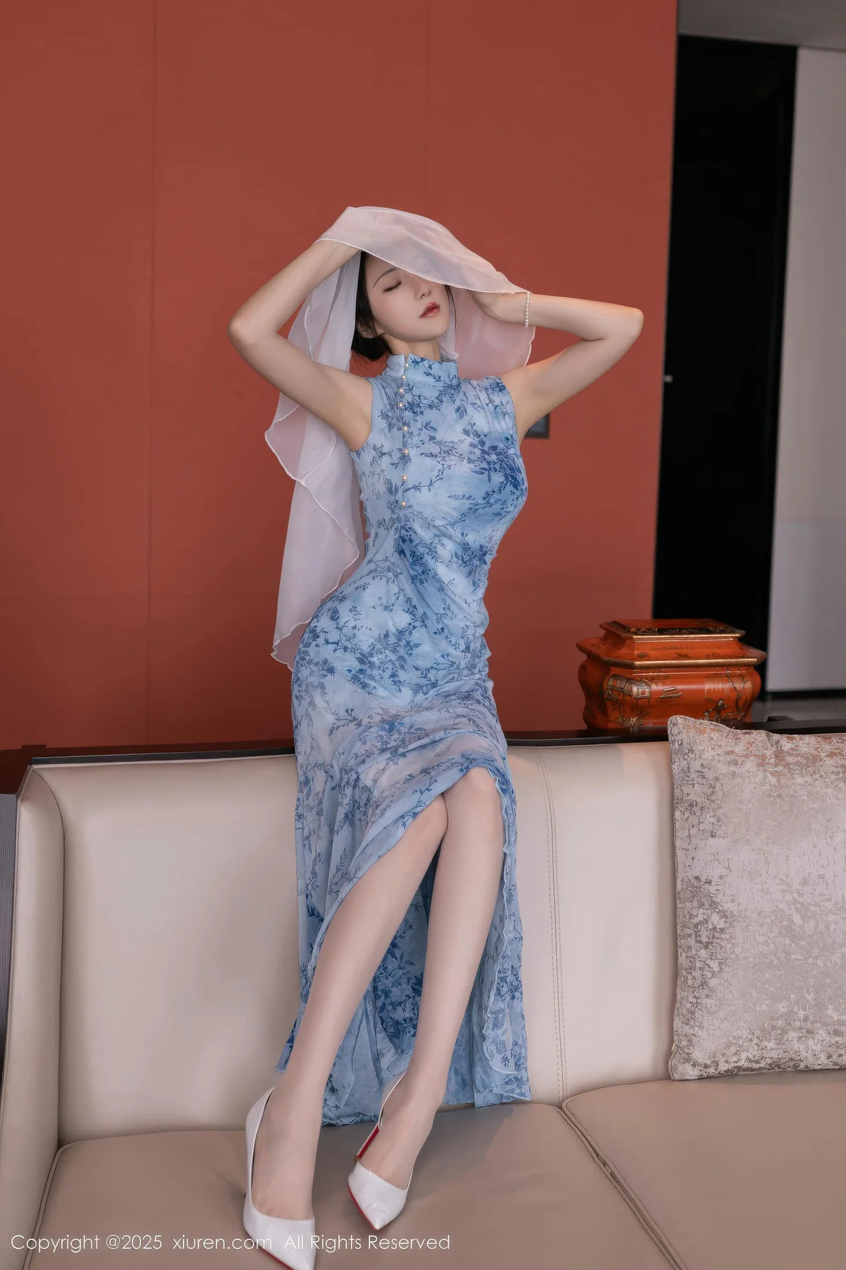 XiuRen 秀人 No.11133 鱼子酱Fish 青瓷连衣裙肉丝 - 14