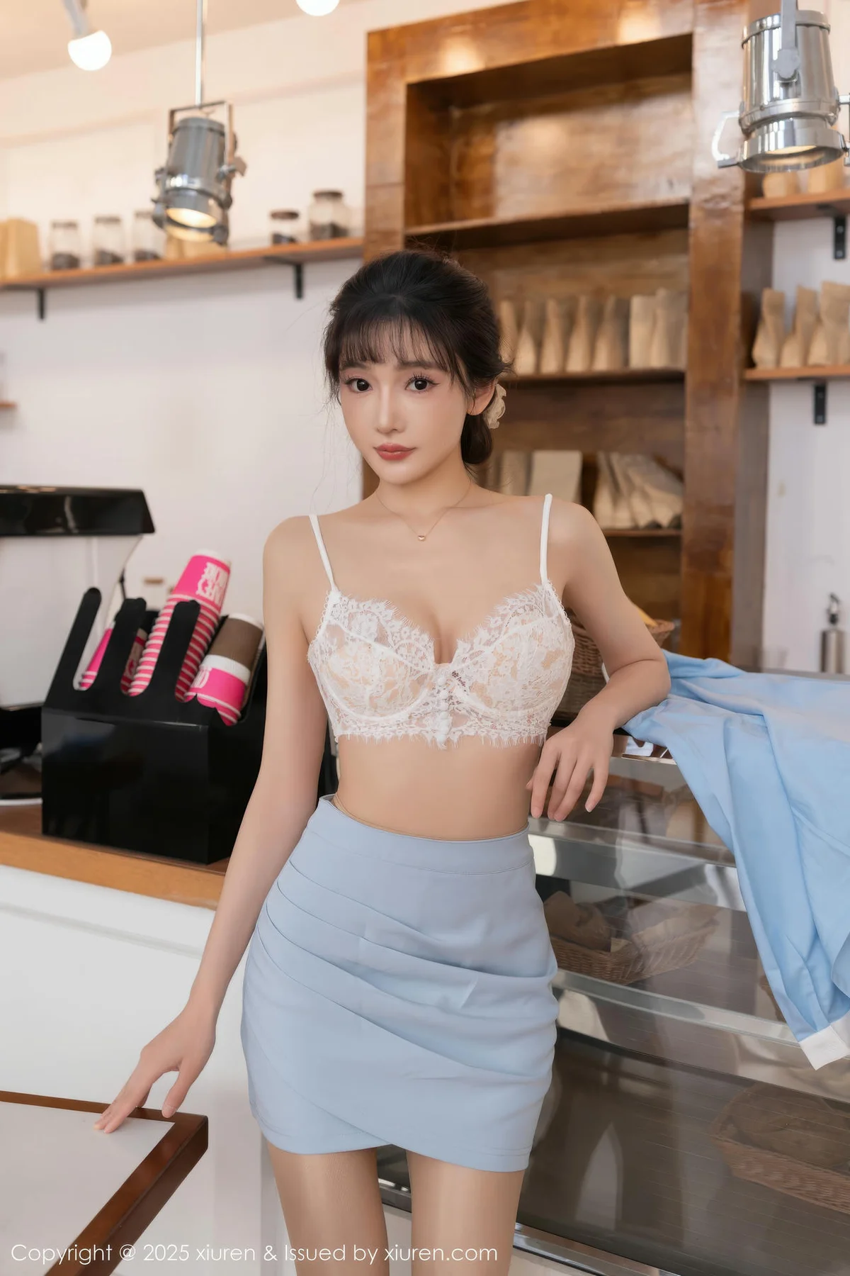 XiuRen 秀人 No.11159 陆萱萱 杏色短裙白色蕾丝 - 26