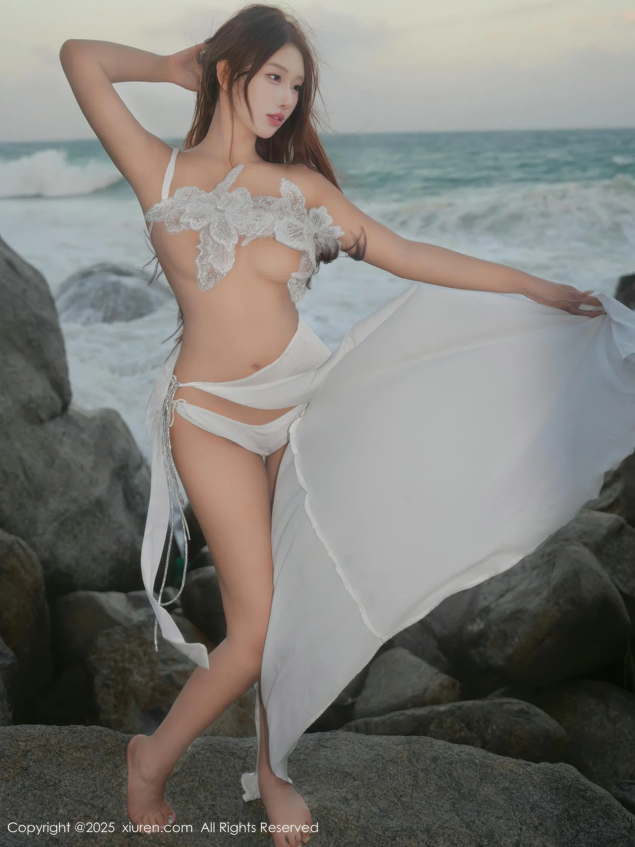 XiuRen 秀人 No.11164 金允希Yuki 白色泳衣沙滩美女 - 22