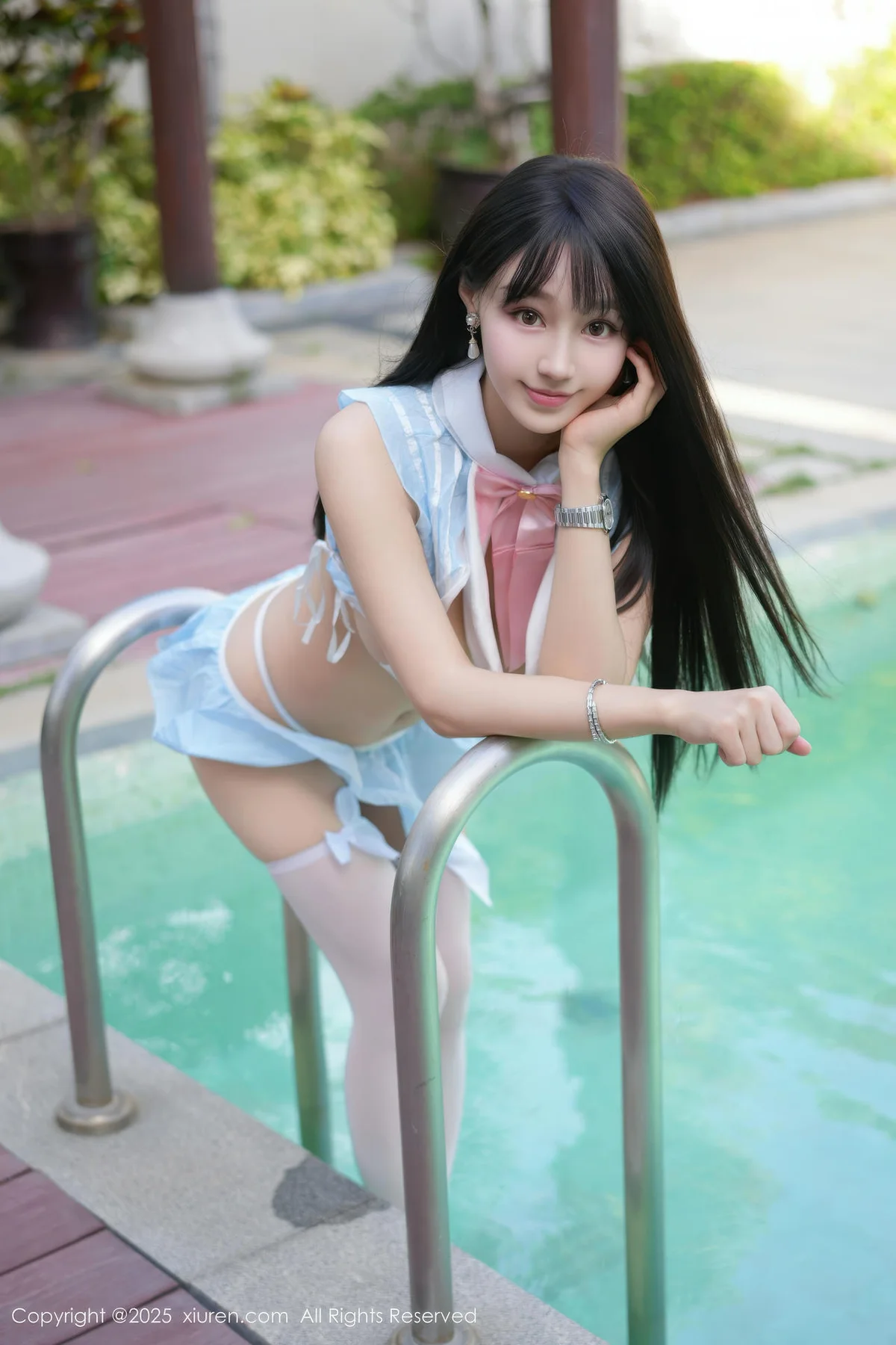 XiuRen 秀人 No.11170 心上可Flora 蓝色泳衣白色丝袜 - 12