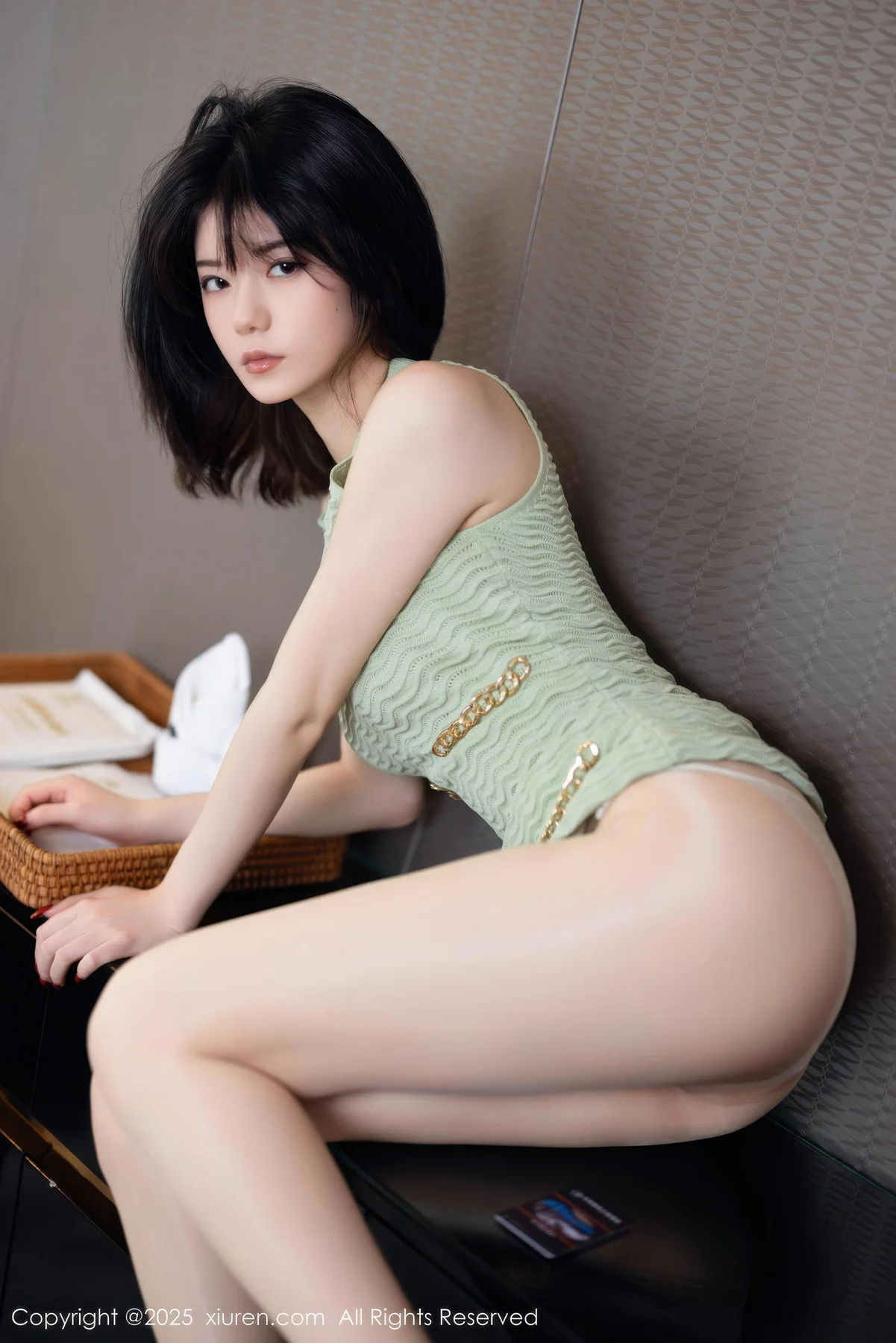 XiuRen 秀人 No.11183 凌七七 绿灰连衣短裙 - 16