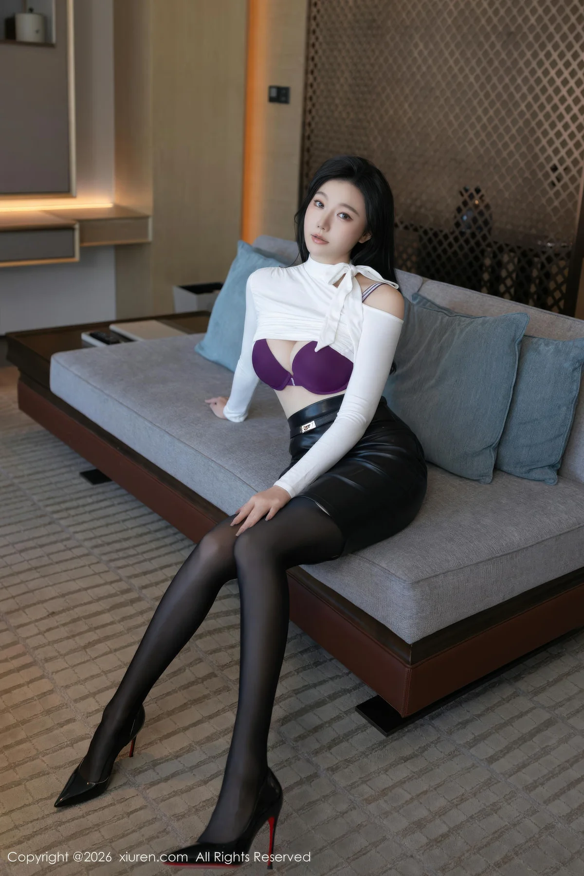 XiuRen 秀人 No.11201 安然anran 黑色皮裙黑丝长腿 - 17