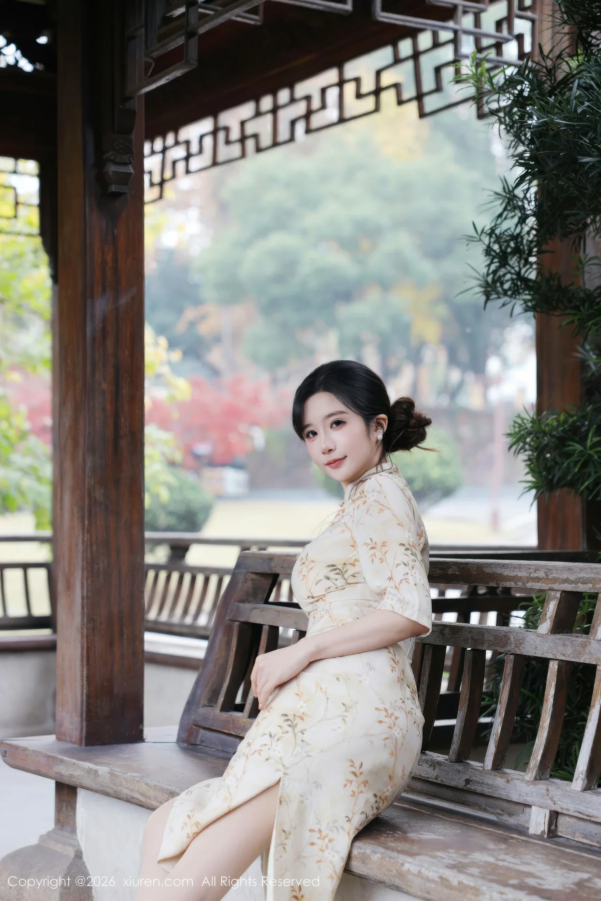 XiuRen 秀人 No.11214 小肉肉咪 浅黄色旗袍户外 - 22