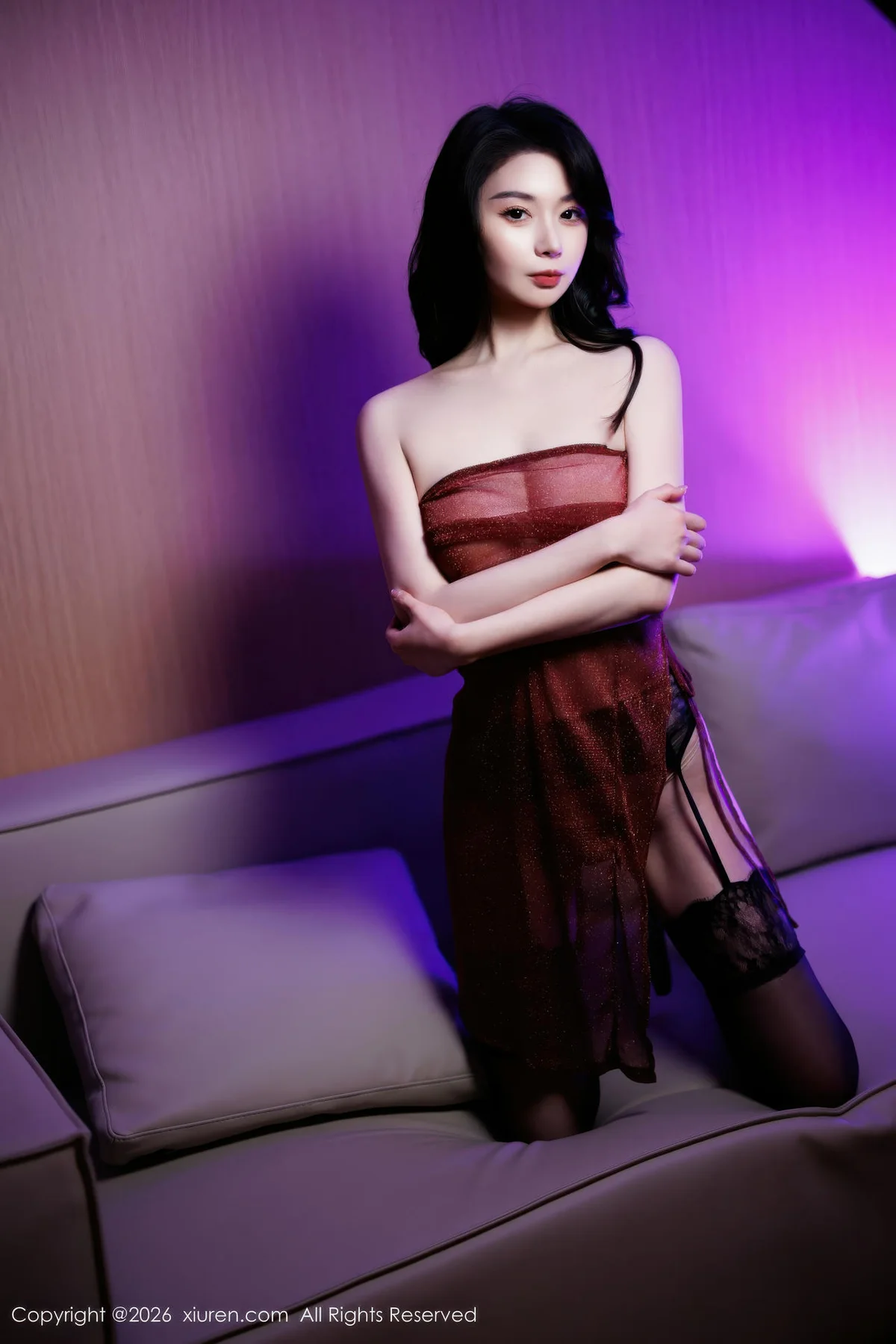 XiuRen 秀人 No.11237 心玥深色皮裙黑丝吊袜 - 78