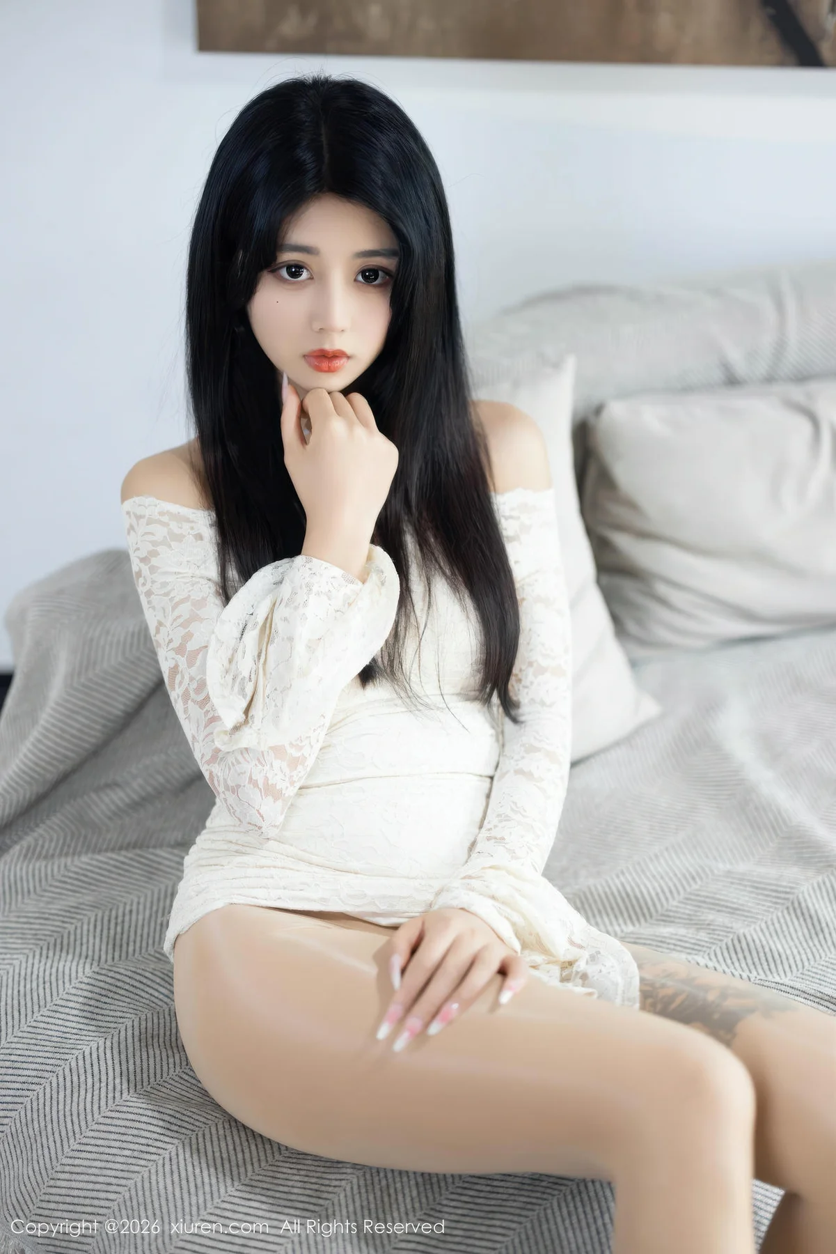 XiuRen 秀人 No.11255 姜冉冉Renee 白色连衣短裙 - 8