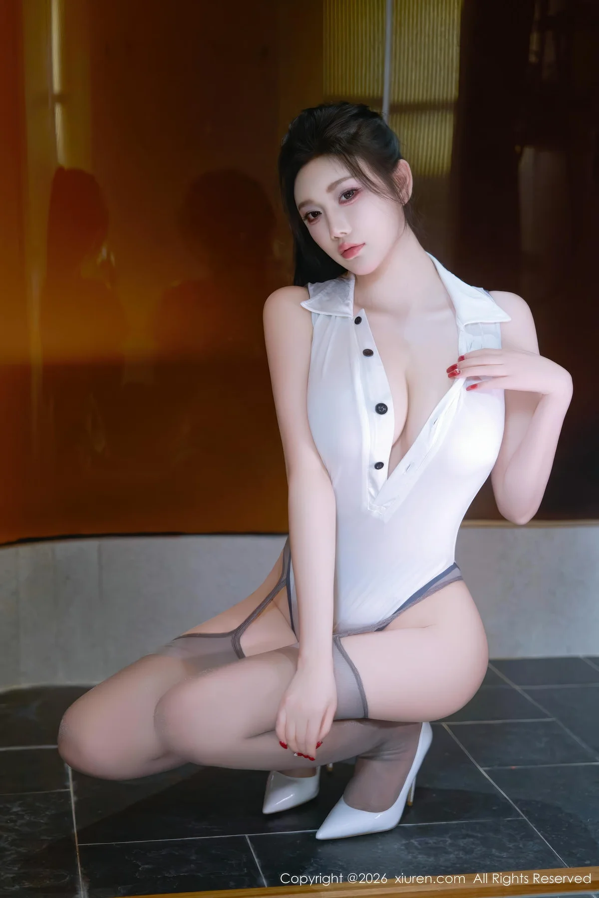 XiuRen 秀人 No.11287 杨晨晨白色情趣服饰灰丝 - 54
