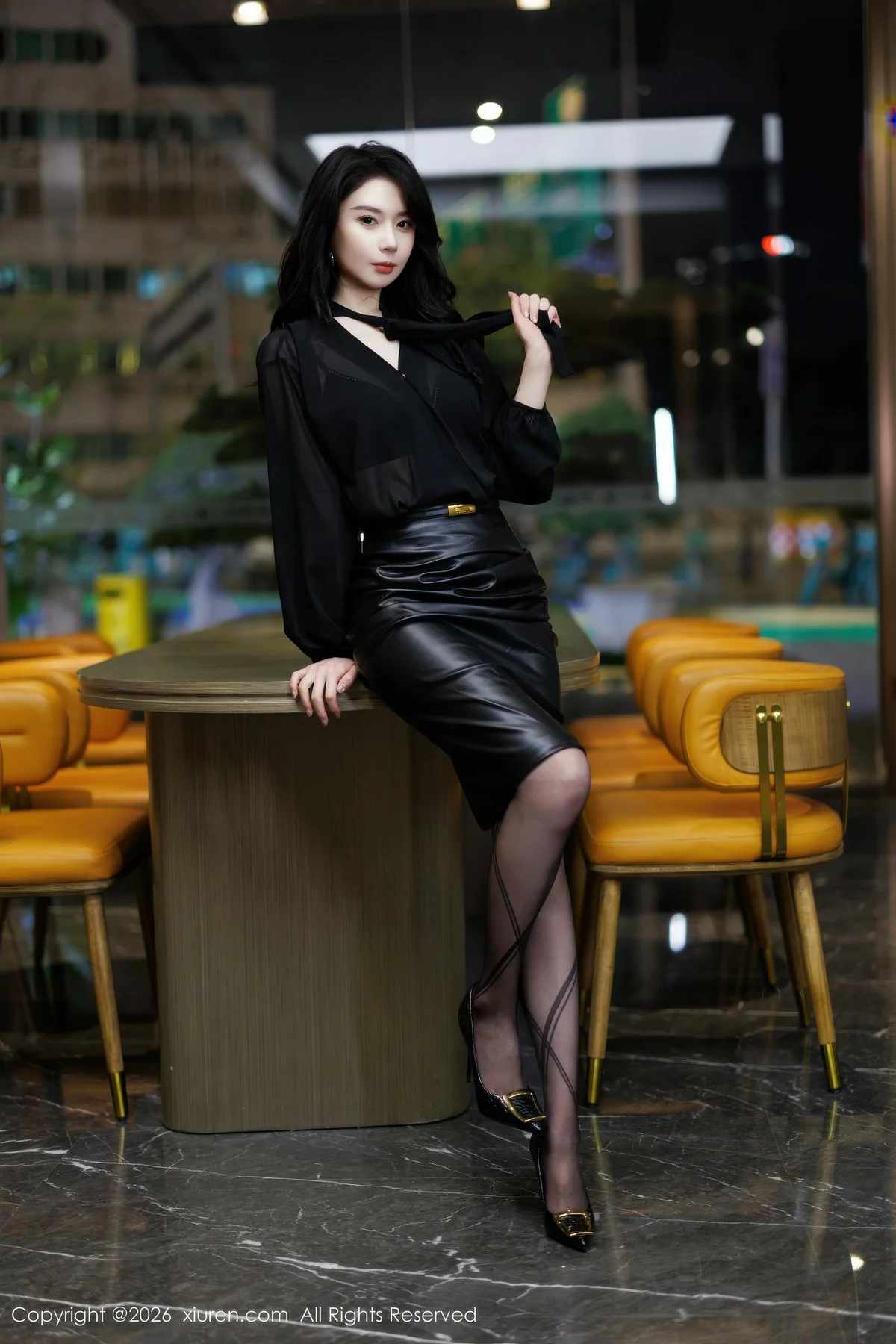 XiuRen 秀人 No.11291 心玥黑色皮裙黑丝高跟 - 19