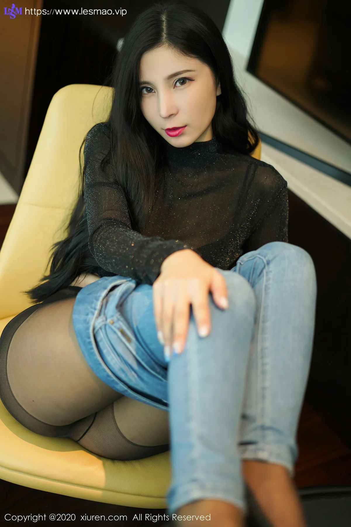 XiuRen 秀人 No.2386  性感OL 小蛮妖yummy 牛仔丁字裤 - 51