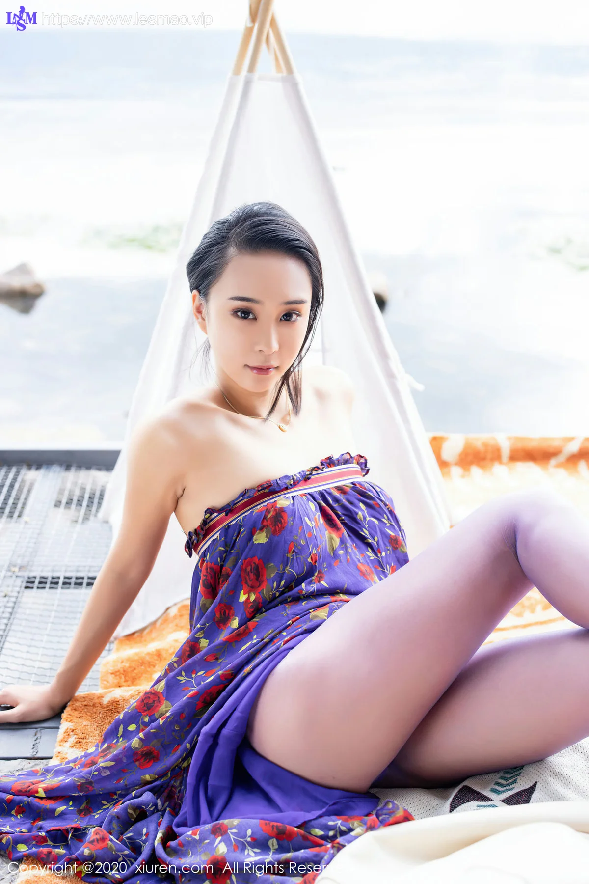 XiuRen 秀人 No.2544 紫色花衣旅拍  蓝夏 - 16