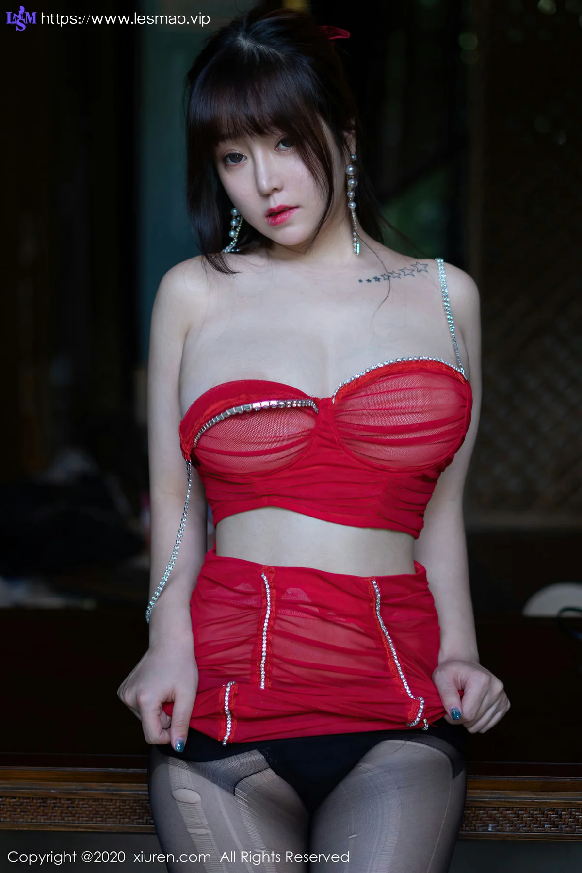 XiuRen 秀人 No.2757  王雨纯 猩红内衣丰满美女旅拍 - 32