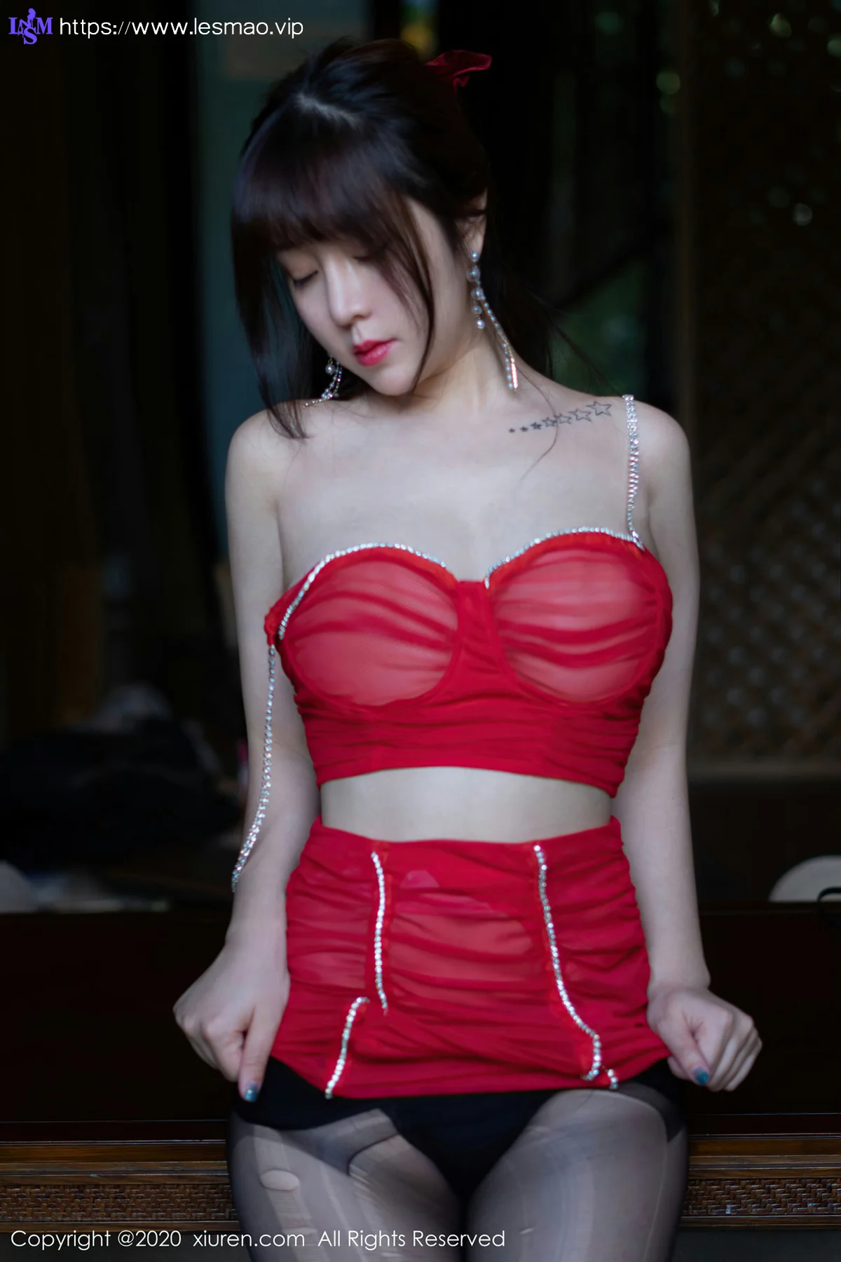 XiuRen 秀人 No.2757  王雨纯 猩红内衣丰满美女旅拍 - 33
