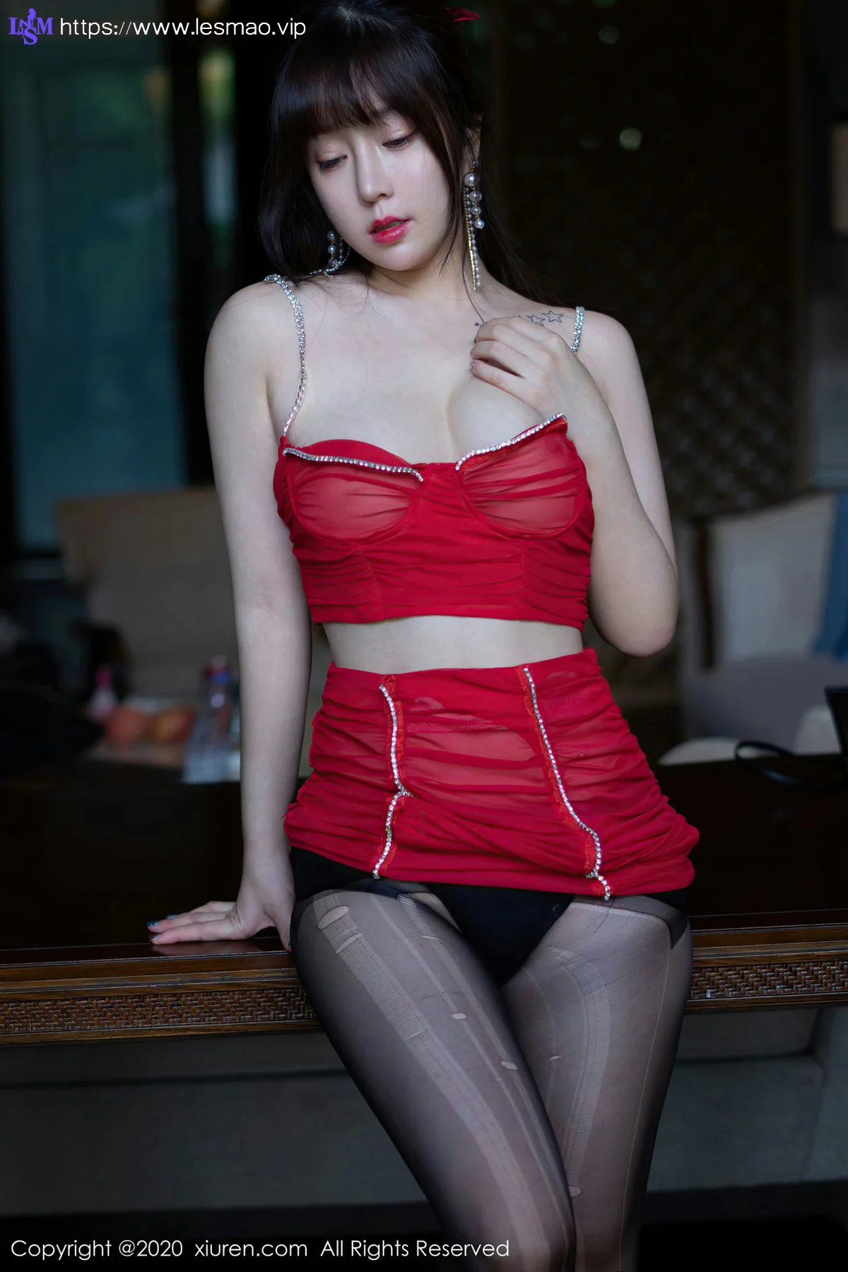 XiuRen 秀人 No.2757  王雨纯 猩红内衣丰满美女旅拍 - 37
