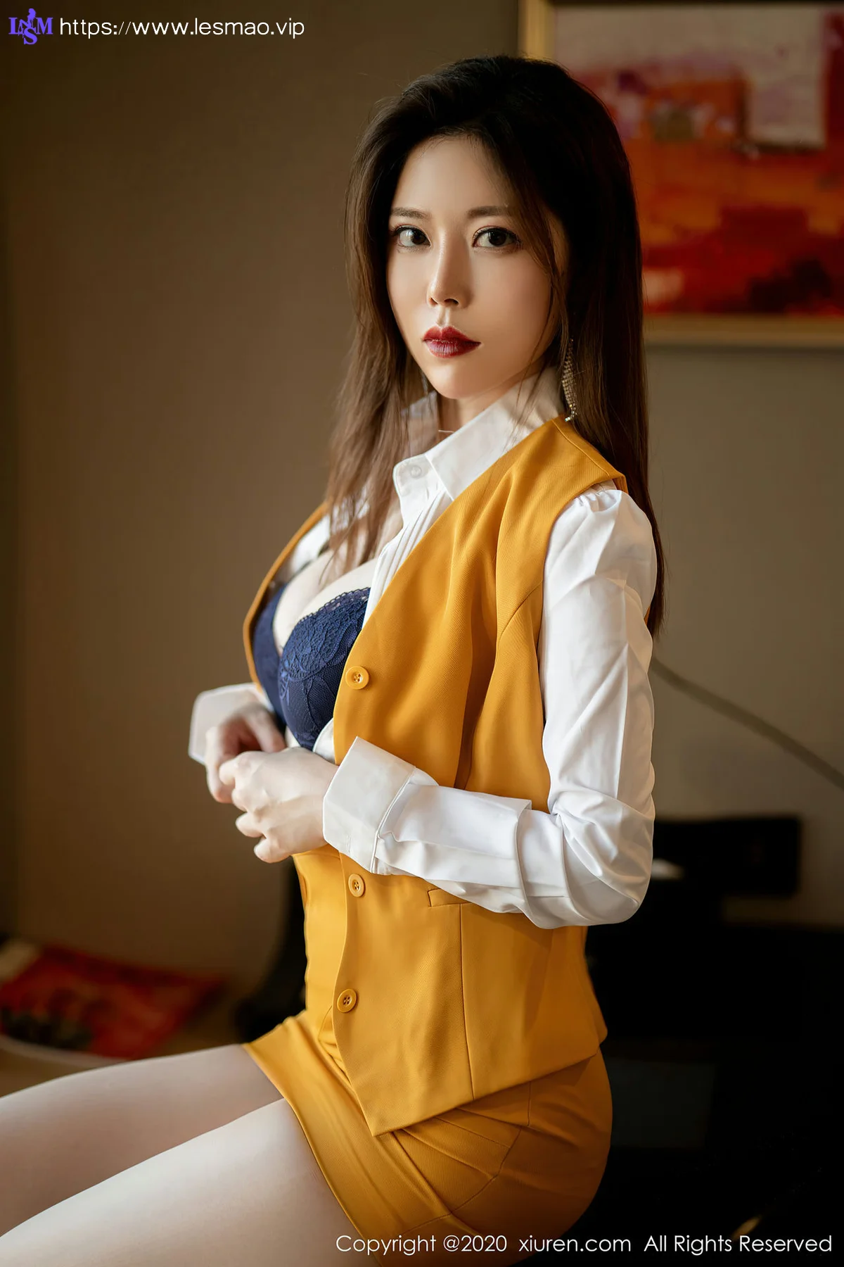 XiuRen 秀人 No.2850  白茹雪 黄色职业装朦胧丝袜 - 12