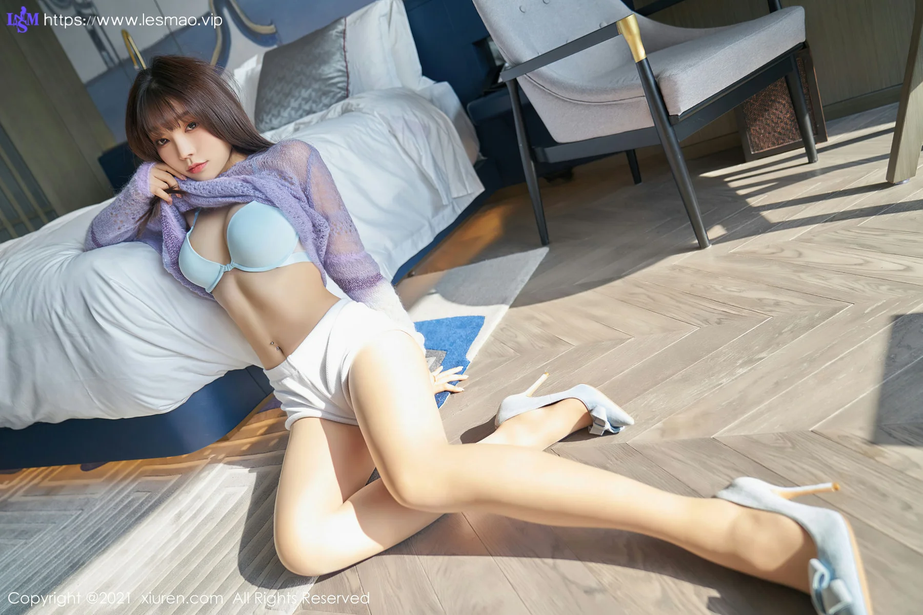 XiuRen 秀人 No.3058  芝芝booty 紫色的毛绒镂空内衣 - 21