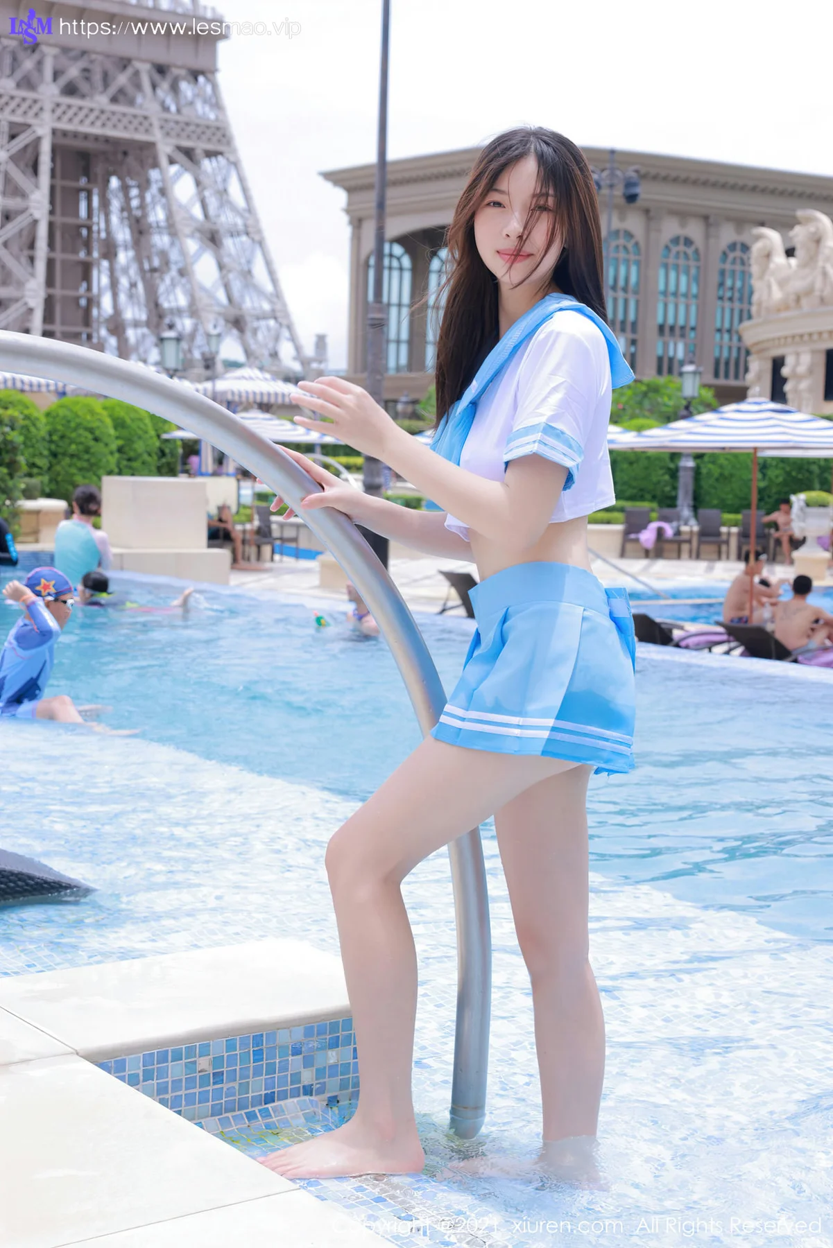 XiuRen 秀人 No.3770 水手服室外泳池 明日花桃桃 澳门旅拍 - 15