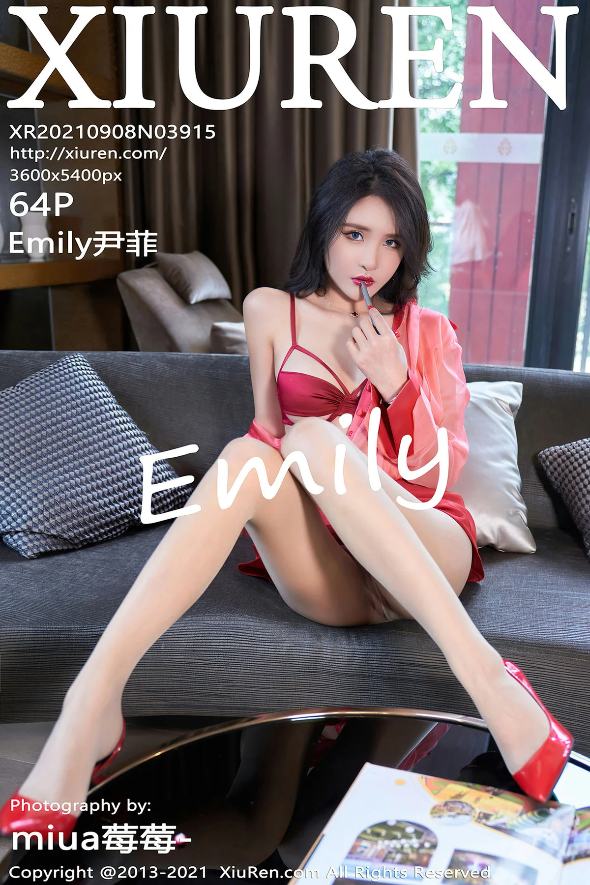 XiuRen 秀人 No.3915 Emily尹菲 性感鲜红内衣 - 65
