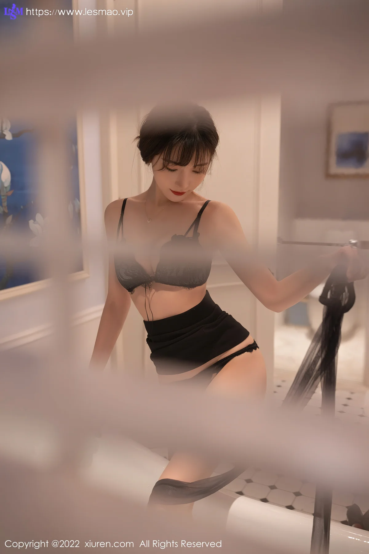 XiuRen 秀人 No.4935 黑色蕾丝内衣 陆萱萱 珠三角旅拍111 - 48