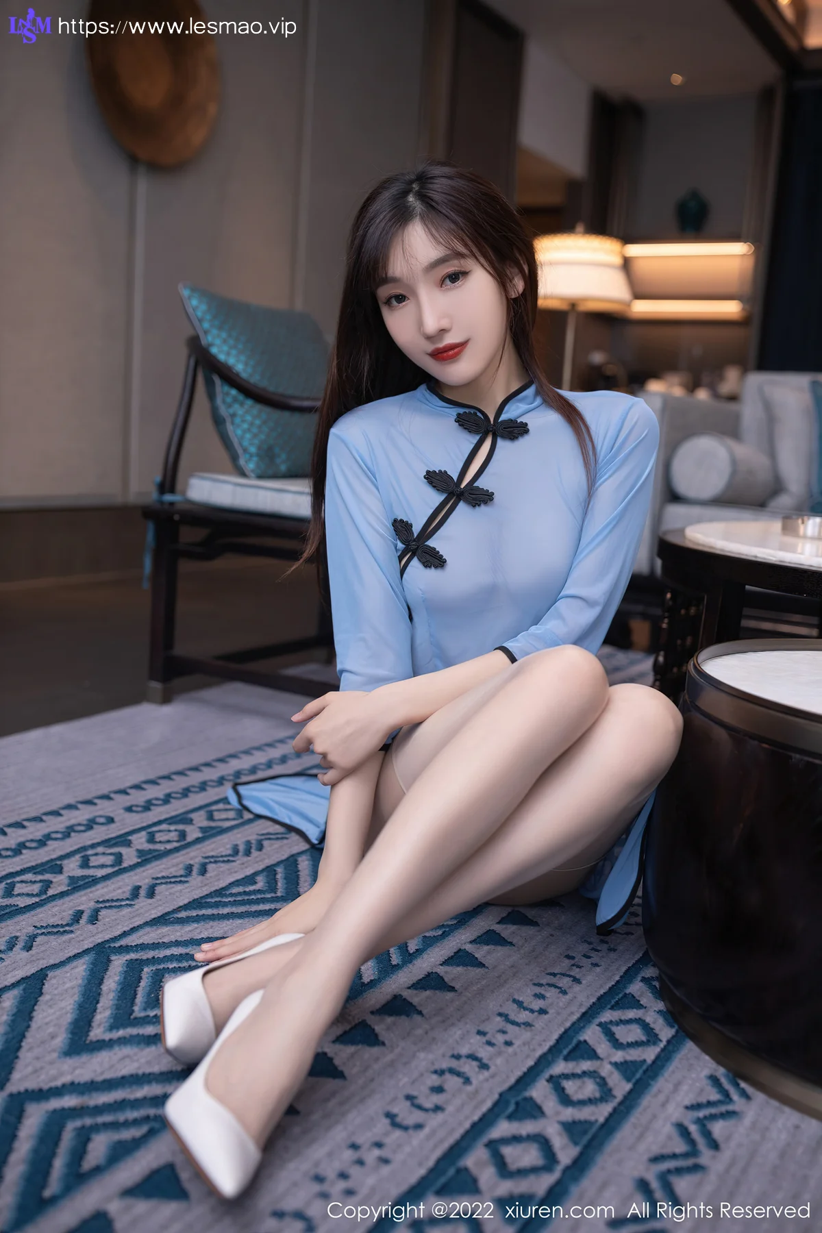 XiuRen 秀人 No.5126 蓝色轻透旗袍 陆萱萱 性感写真111 - 20