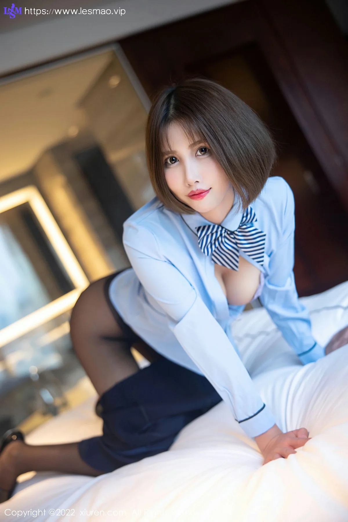 XiuRen 秀人 No.5727  宋愉愉 制服诱惑蕾丝内衣性感写真 - 46