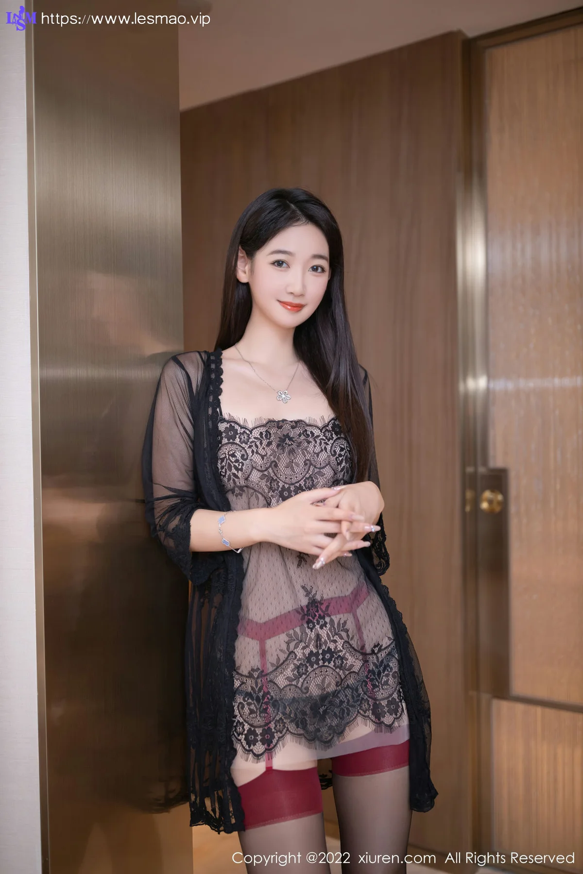 XiuRen 秀人 No.5752 唐安琪 性感黑色轻透薄纱睡裙111 - 3