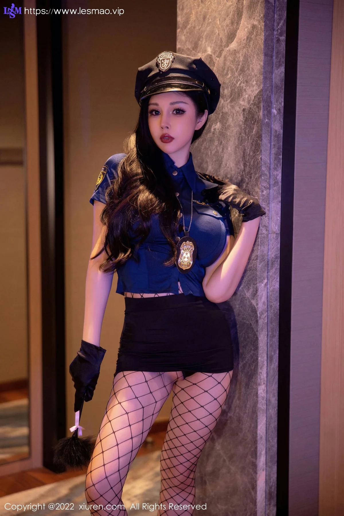 XiuRen 秀人 No.5767 田冰冰 警官制服黑色网格袜写真3 - 1