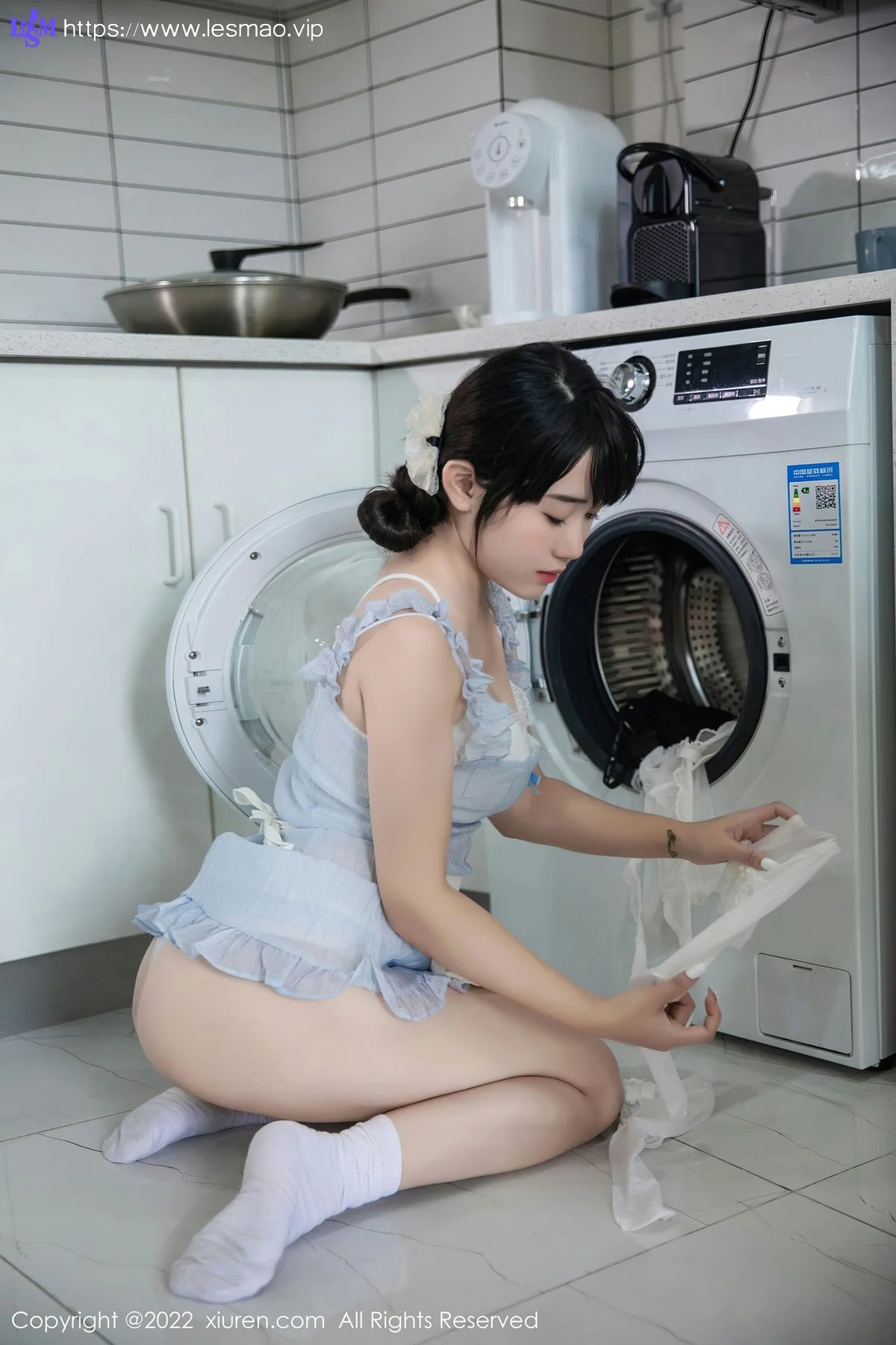 XiuRen 秀人 No.5834 严利娅Yuliya 浅蓝色女仆性感写真 - 28