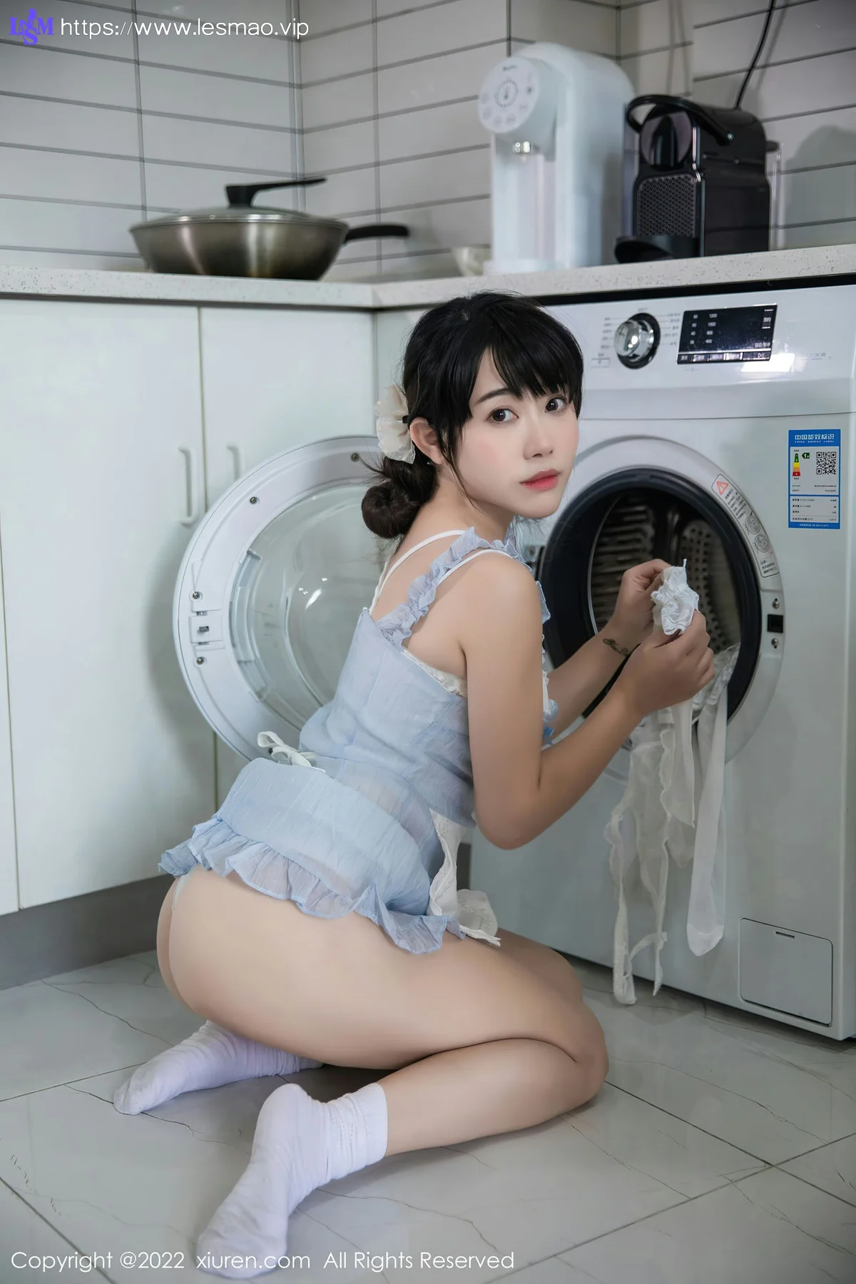 XiuRen 秀人 No.5834 严利娅Yuliya 浅蓝色女仆性感写真 - 29