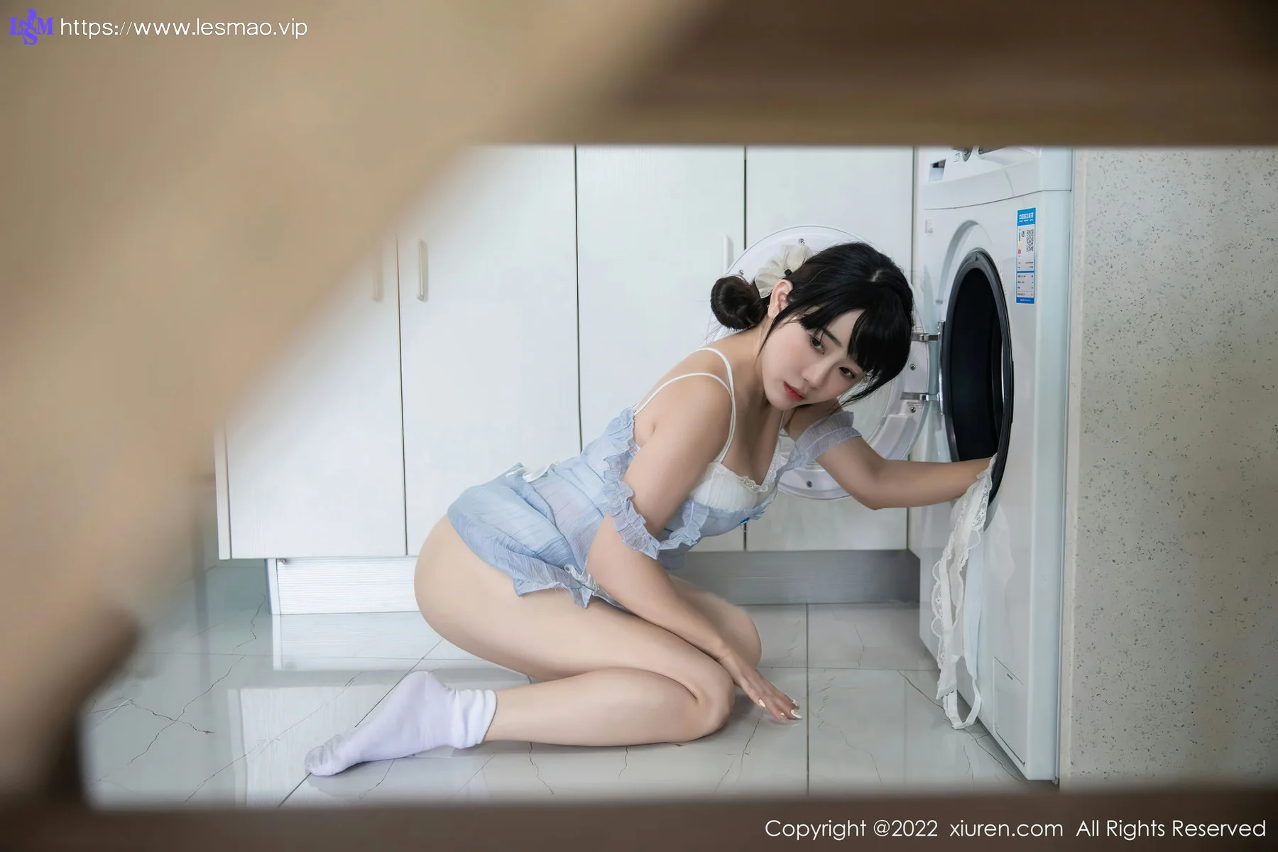 XiuRen 秀人 No.5834 严利娅Yuliya 浅蓝色女仆性感写真 - 37
