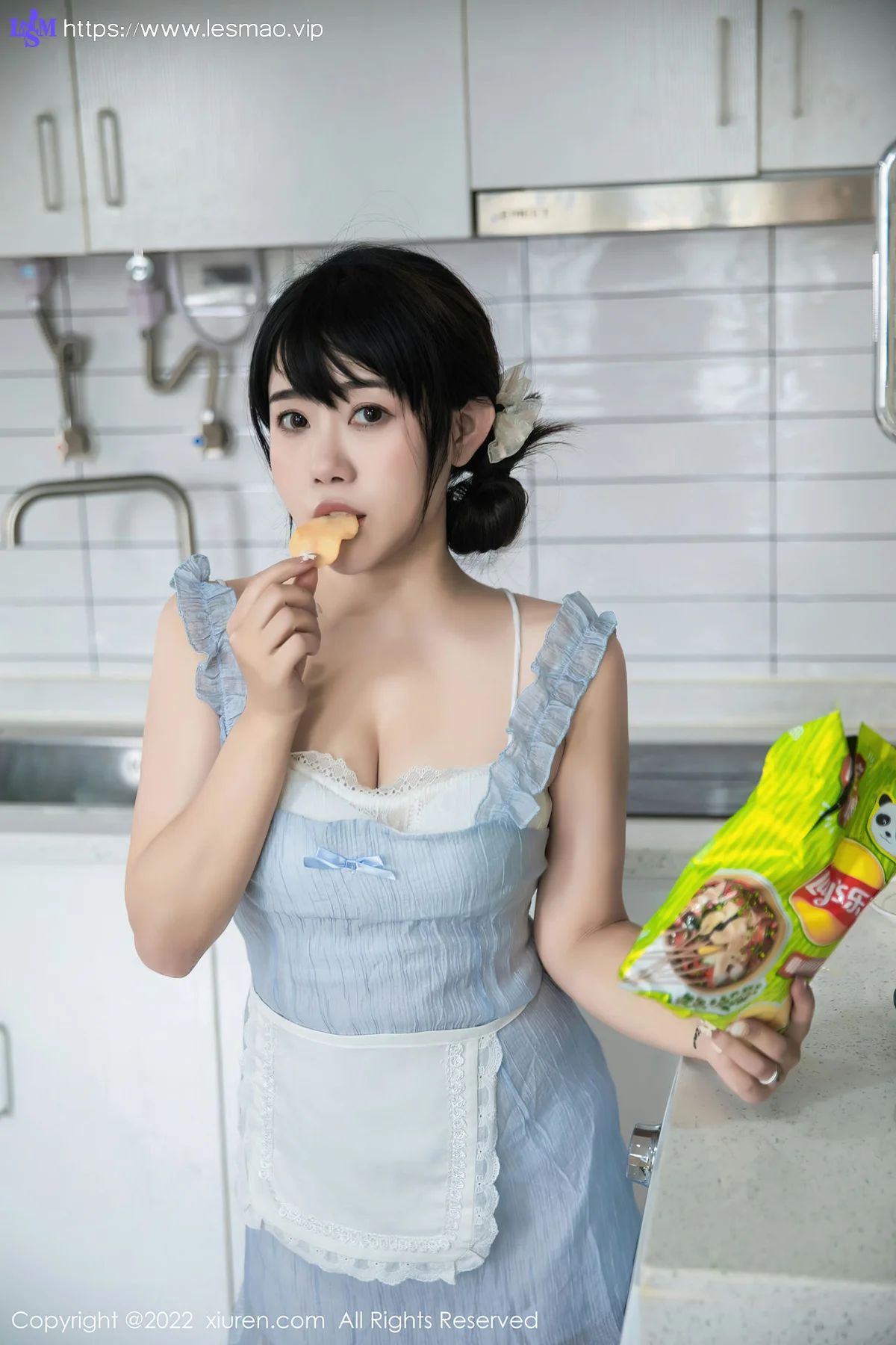 XiuRen 秀人 No.5834 严利娅Yuliya 浅蓝色女仆性感写真 - 43