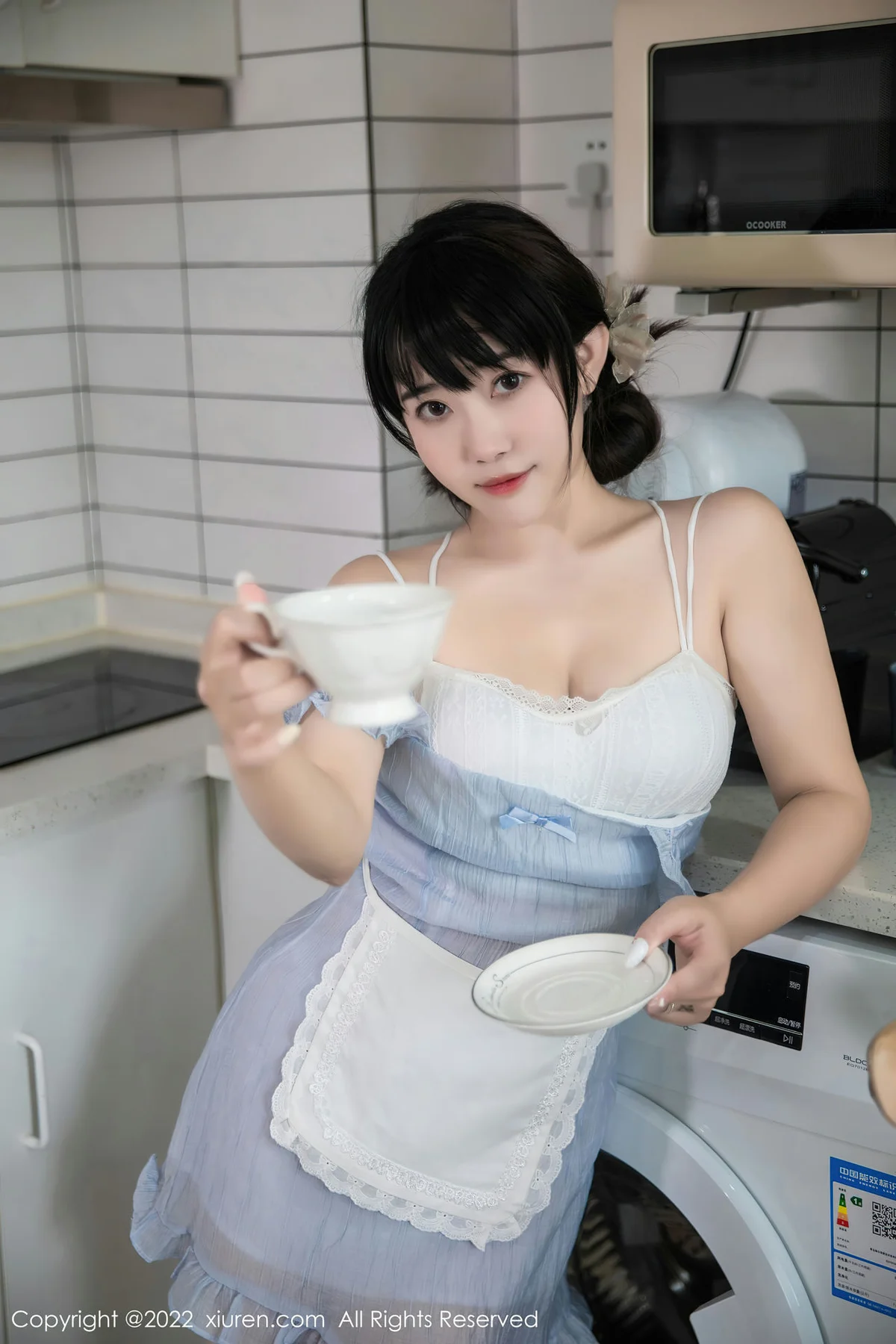 XiuRen 秀人 No.5834 严利娅Yuliya 浅蓝色女仆性感写真 - 45