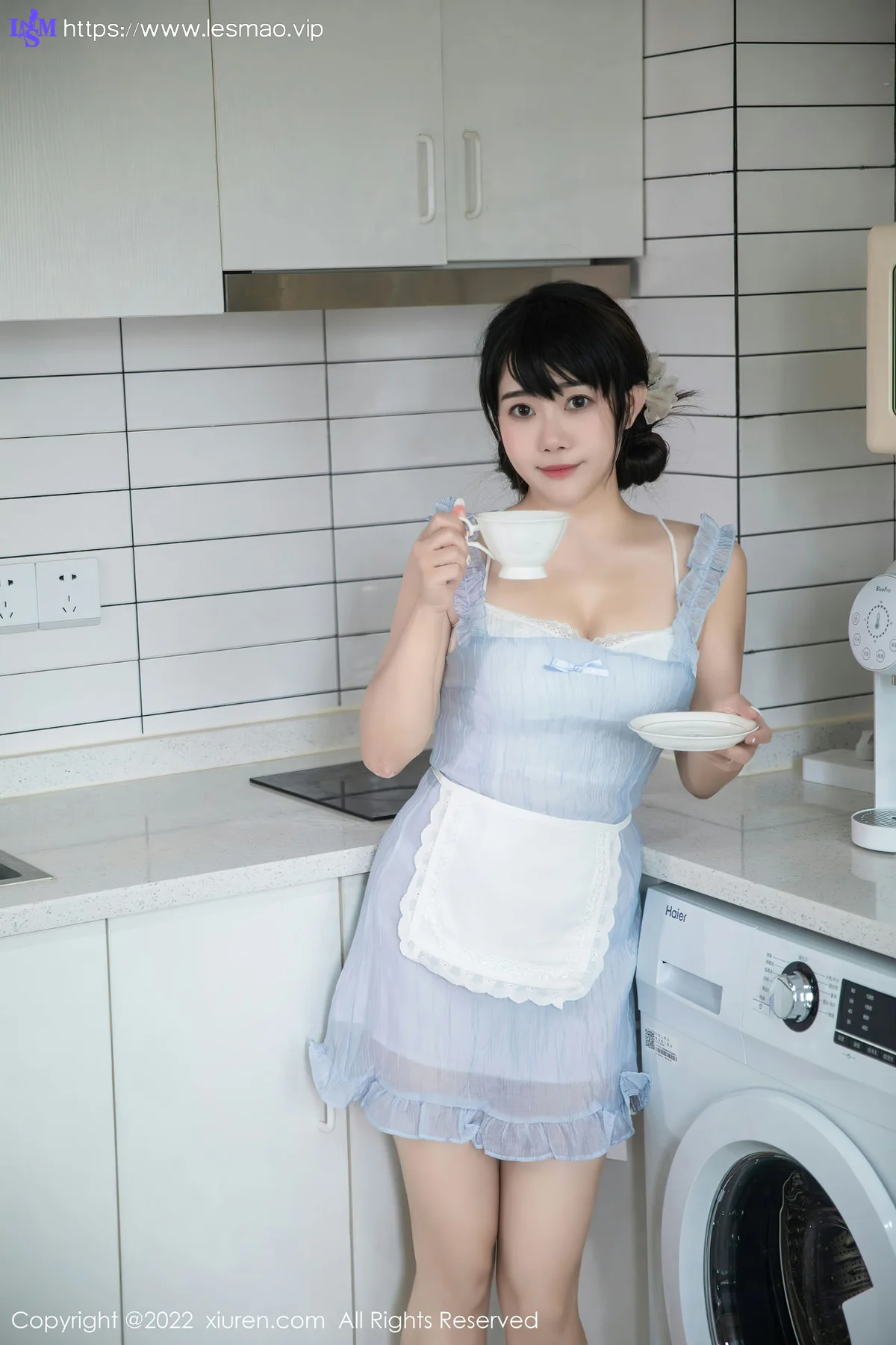 XiuRen 秀人 No.5834 严利娅Yuliya 浅蓝色女仆性感写真 - 46