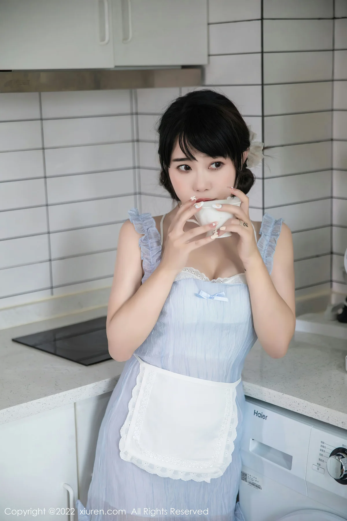 XiuRen 秀人 No.5834 严利娅Yuliya 浅蓝色女仆性感写真 - 48